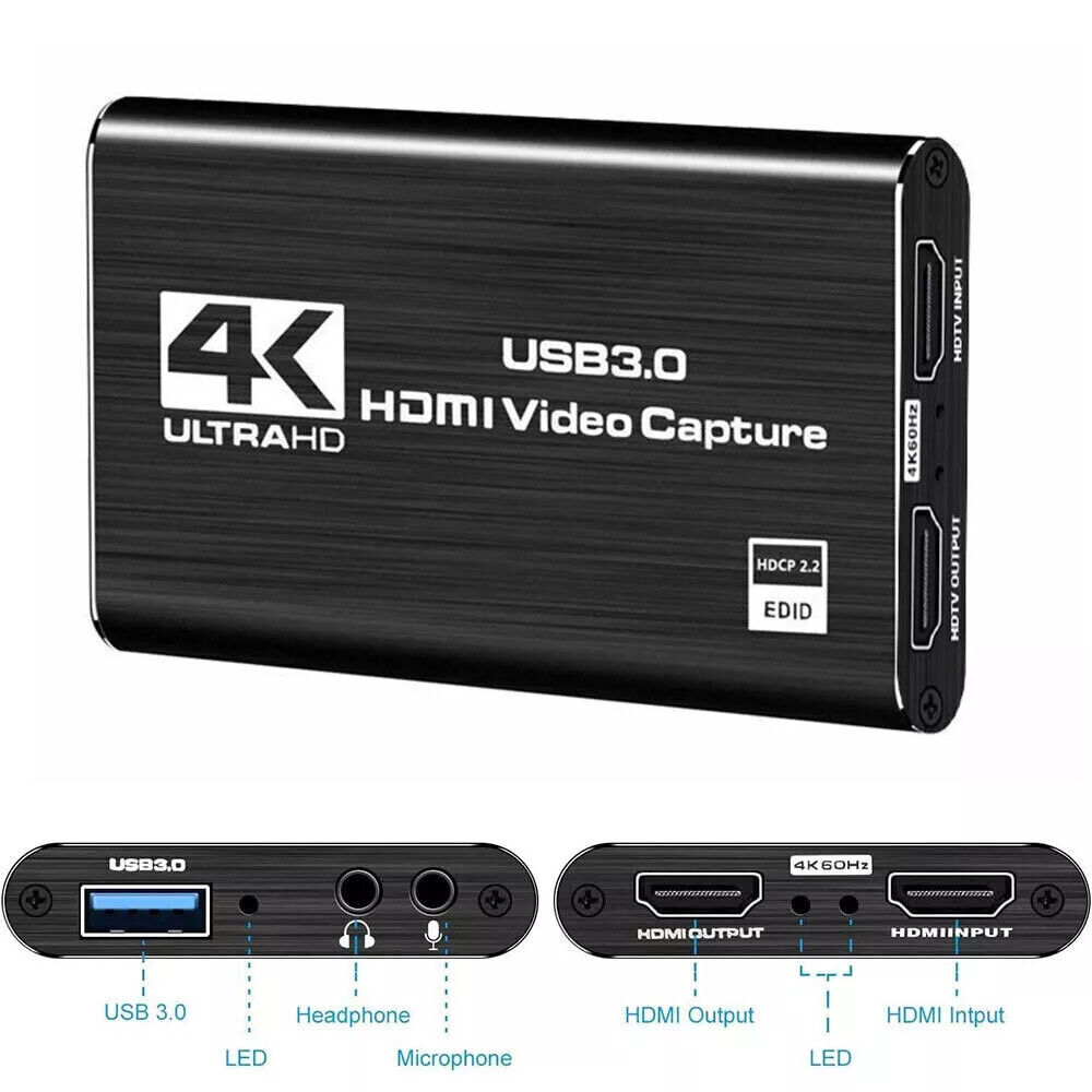 USB 3.0 4K Audio Video Capture Card HDMI Video Capture Device Full HD Recording