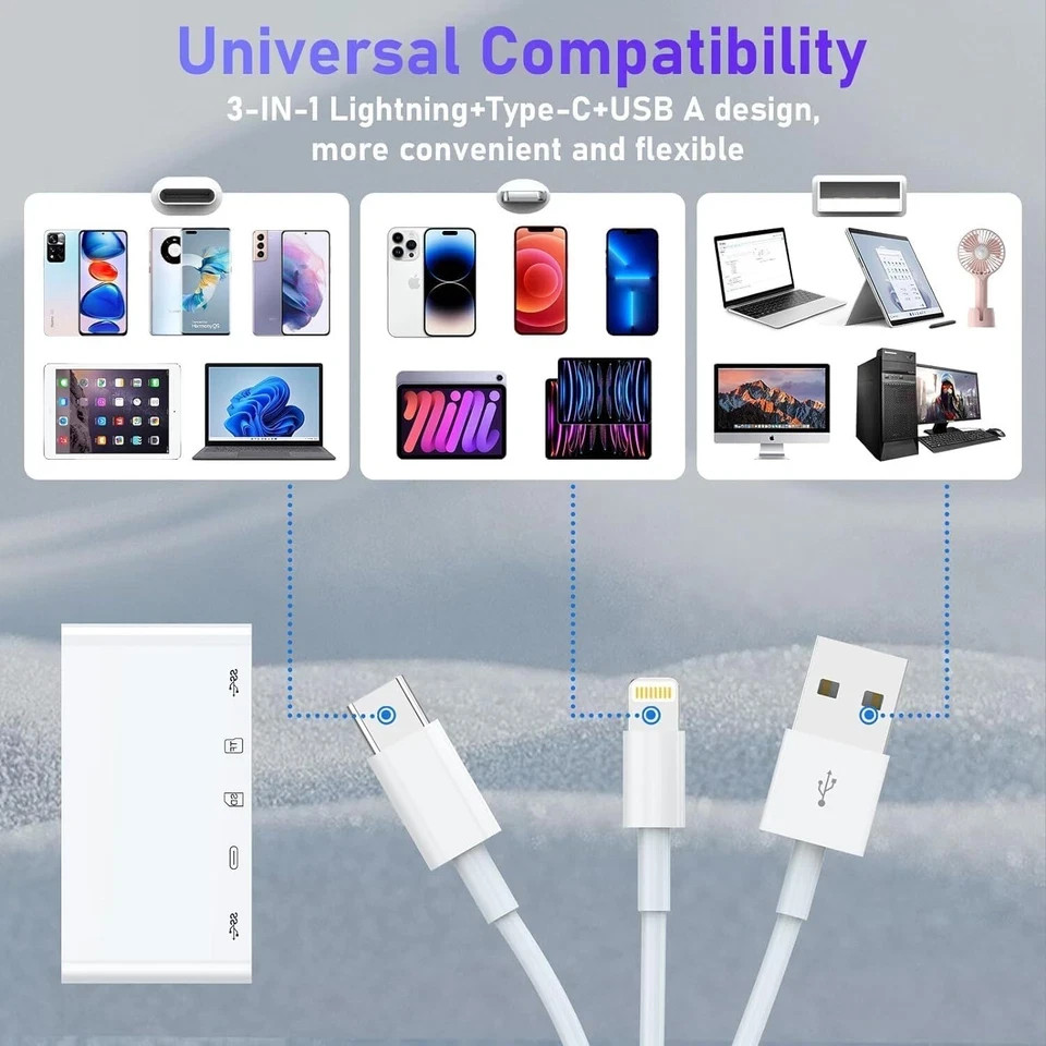 5 in 1 Memory Card Reader USB 3.0 OTG Adapter SD Card Reader For iPhone/iPad LOT