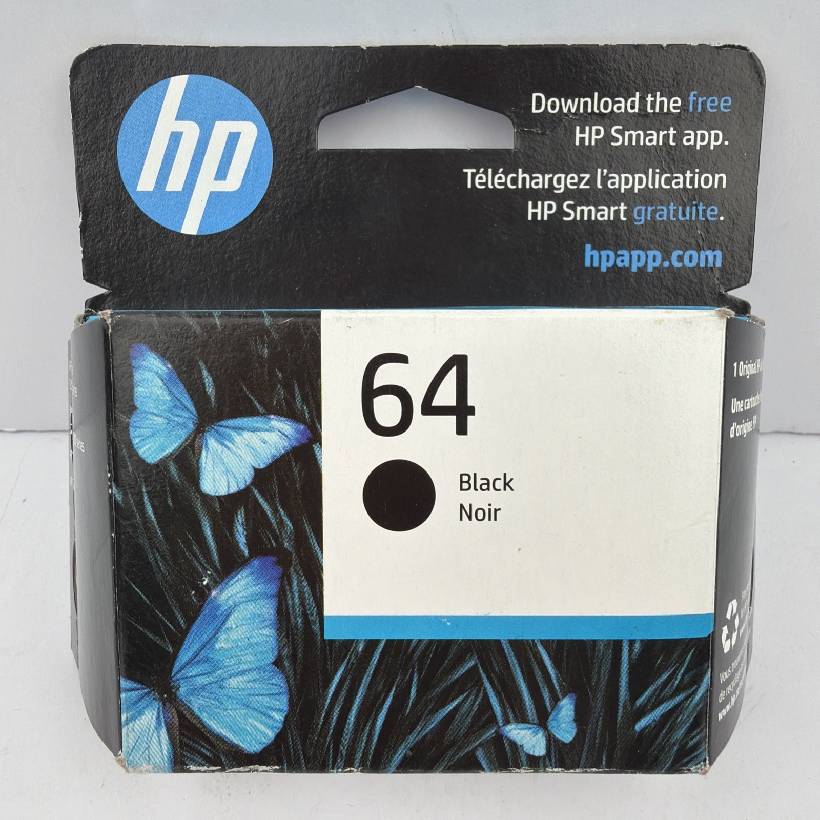 HP 64 Black Original Ink Cartridge, ~200 pages, N9J90AN#140 Exp 03/2026 Sealed