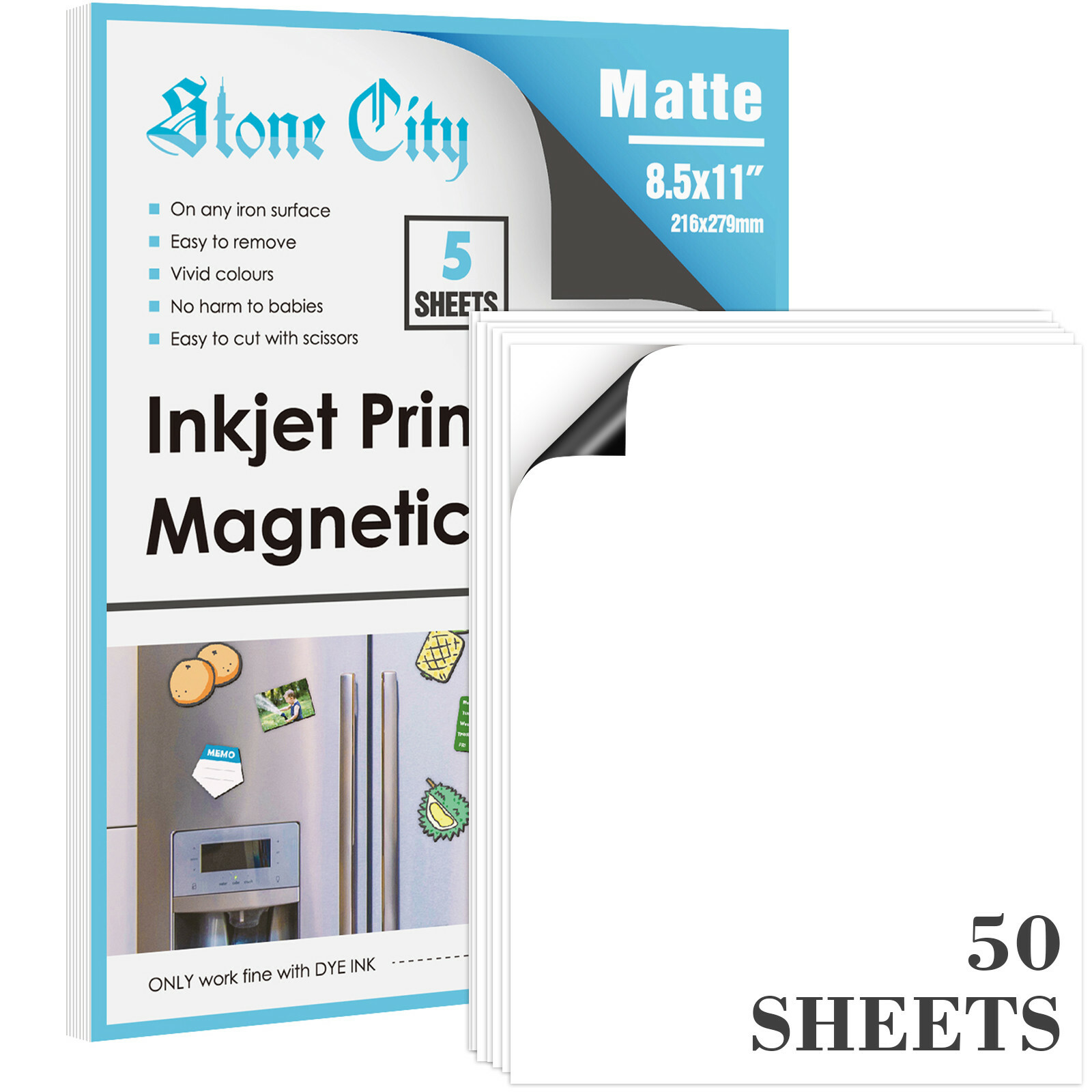 50 Sheets Printable Magnet Paper Magnetic Photo Paper 8.5×11 Matte Inkjet Laser