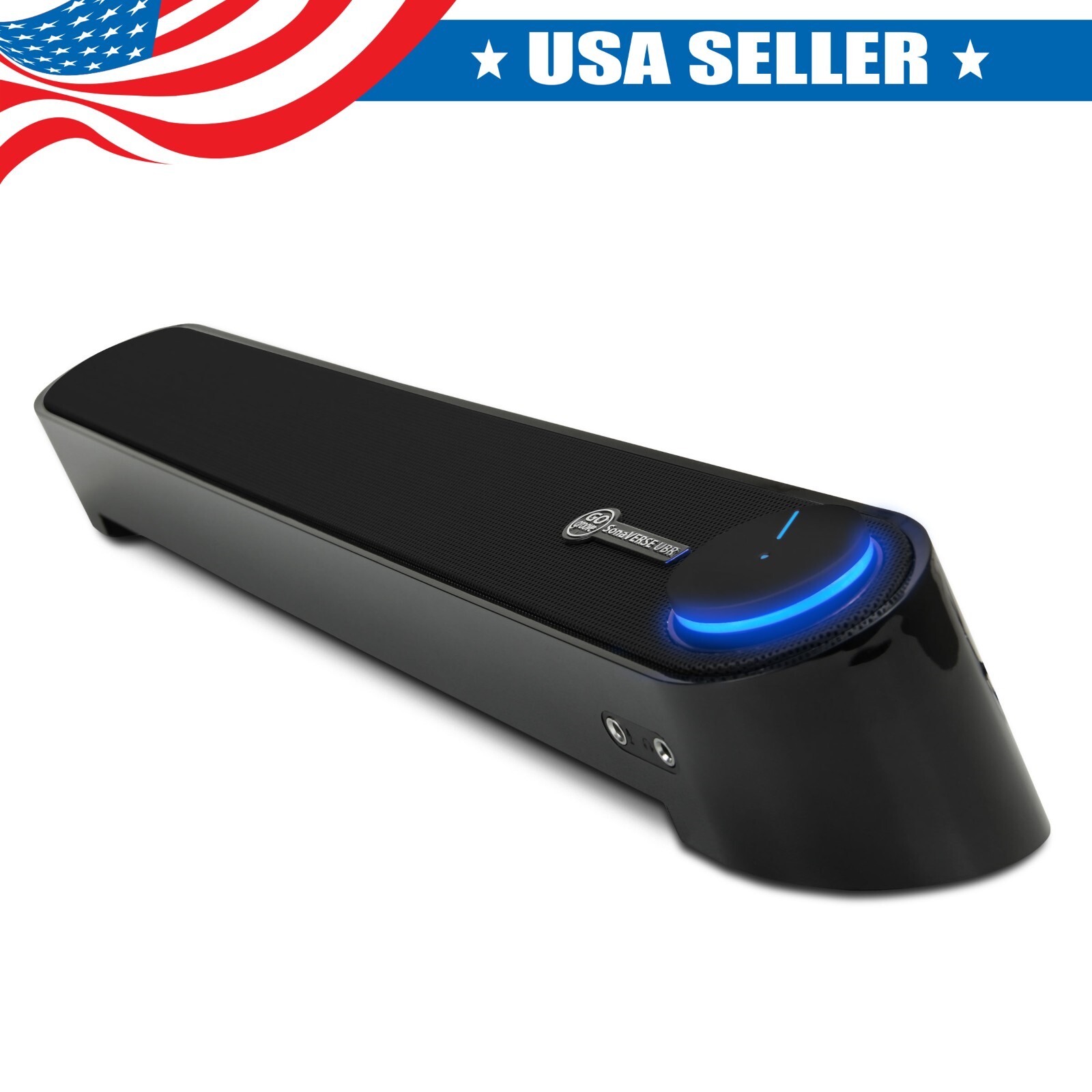 Computer Sound Bar Speaker (Blackout) with Easy Access Headphone & Mic Jacks