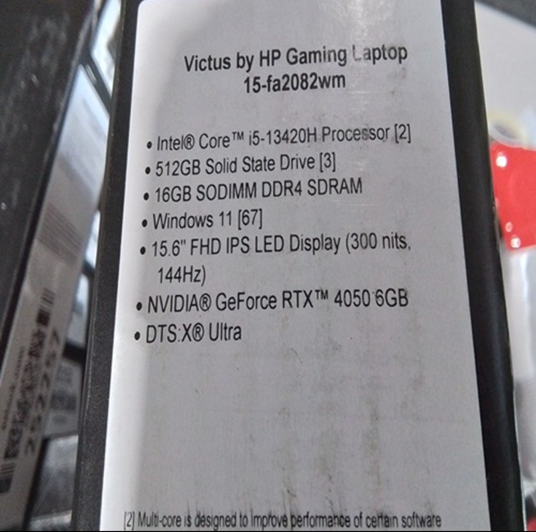 HP Victus 15-FA2XXX 15.6″ i5-13420H 2.1GHz 16GB RAM 512GB SSD GeForce RTX 4050