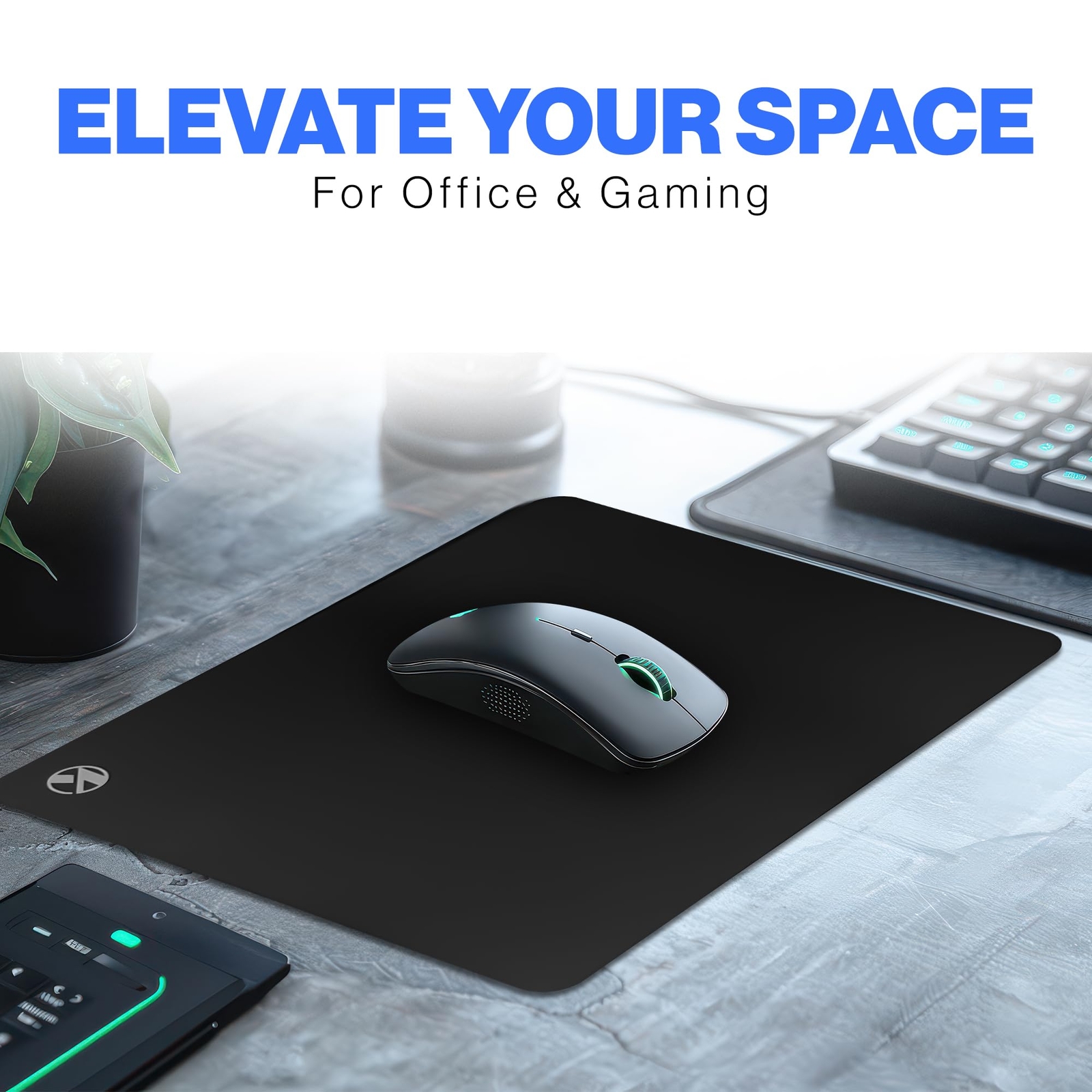 Metallic Coated Hard Surface Mouse Pad Black High Performance Smooth Glide
