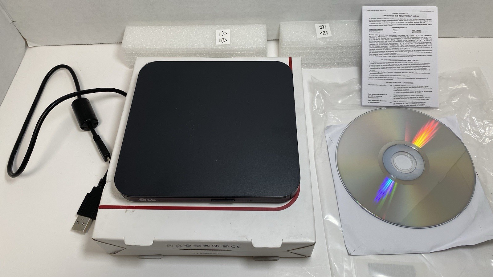LG SP80NB80 Ultra Slim Portable DVD Writer USB External Mac Windows Open Box