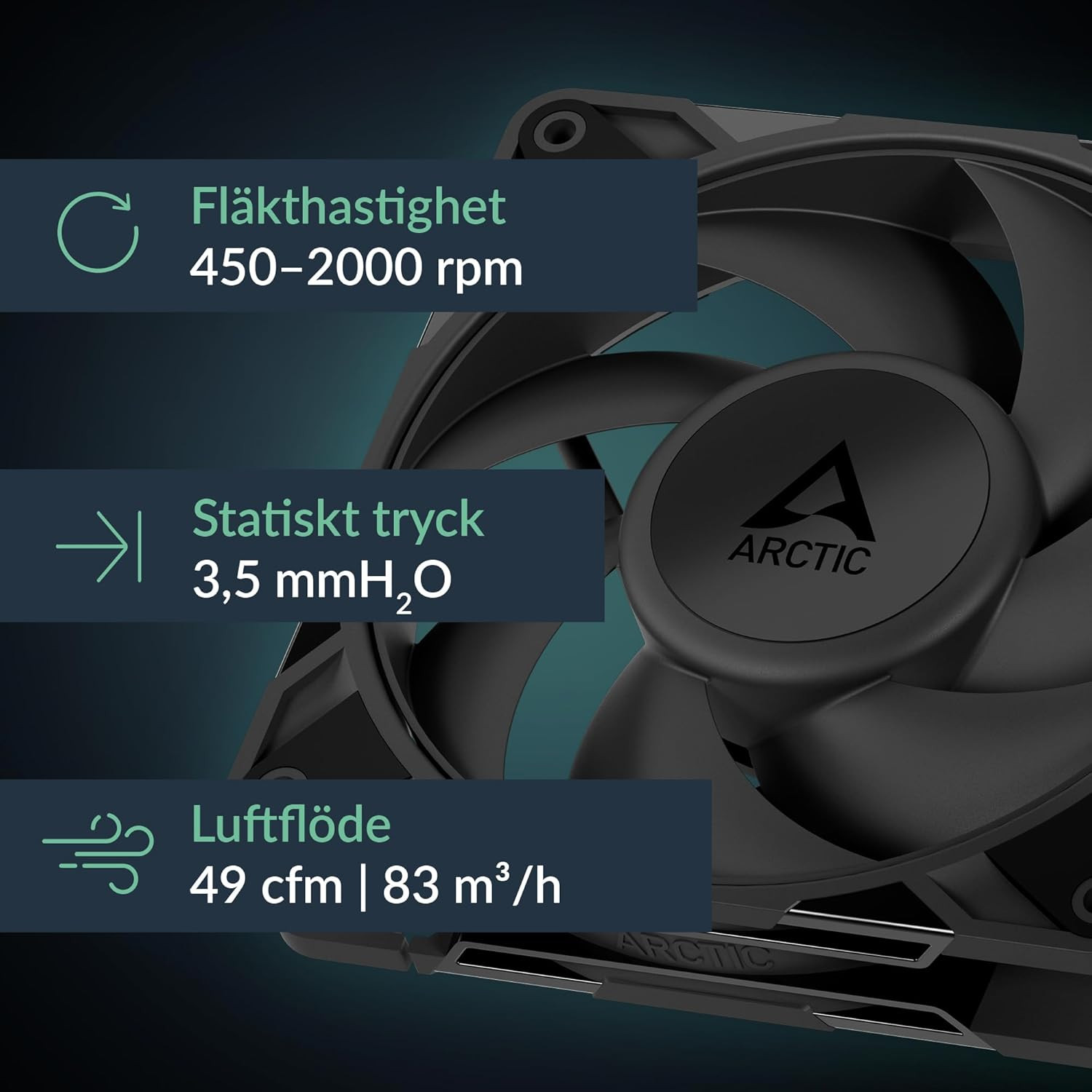 P12 Pro LN 5 Pack 120mm PWM Fan, Low Noise, Fluid Dynamic Bearing, Black