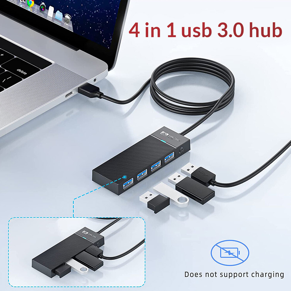 USB 3.0 USB-C 4 Ports Hub Splitter High Speed Adapter Multi Desktop PC Laptop