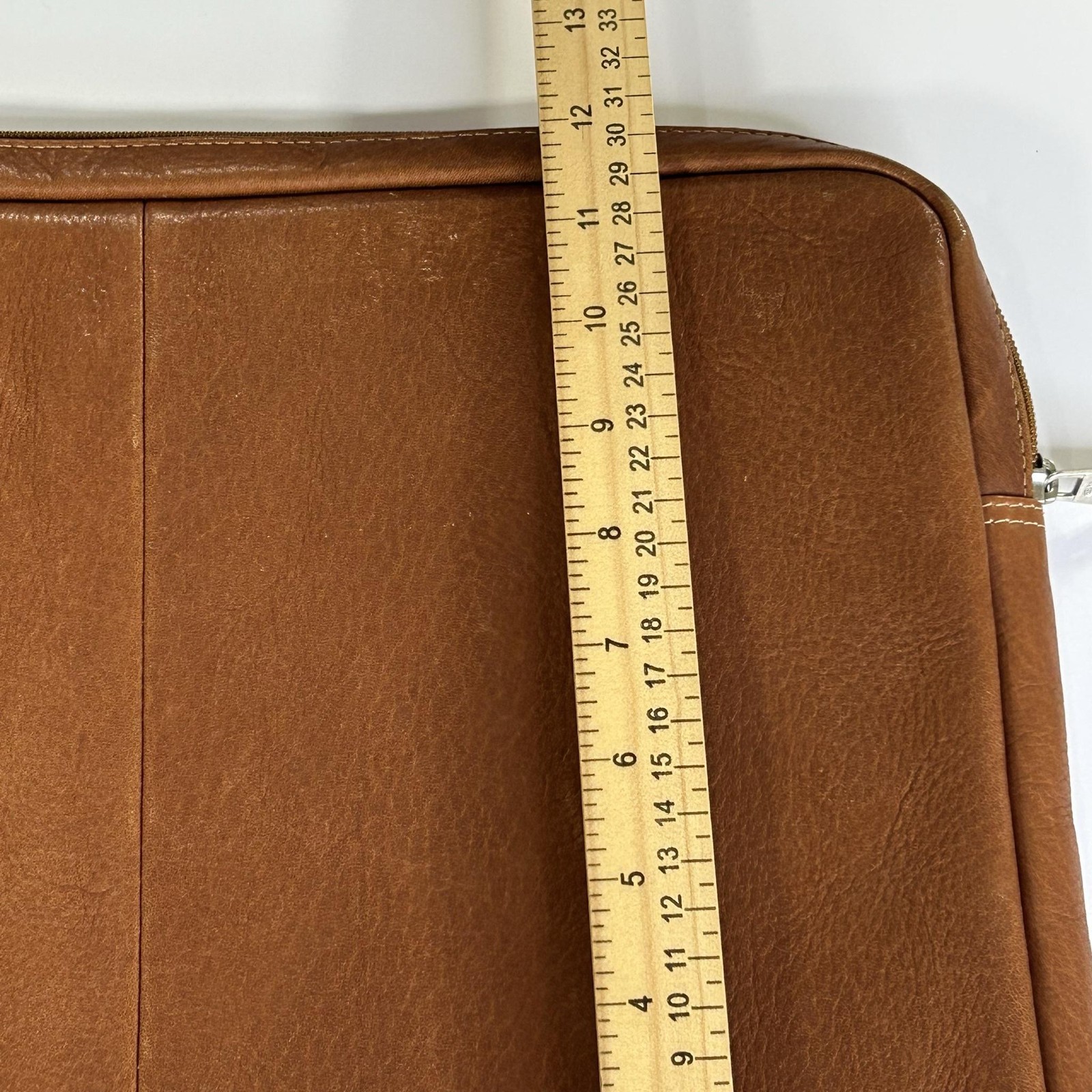 Piel Genuine Leather Laptop Sleeve Case 15in Brown Padded Zip Pocket Bag