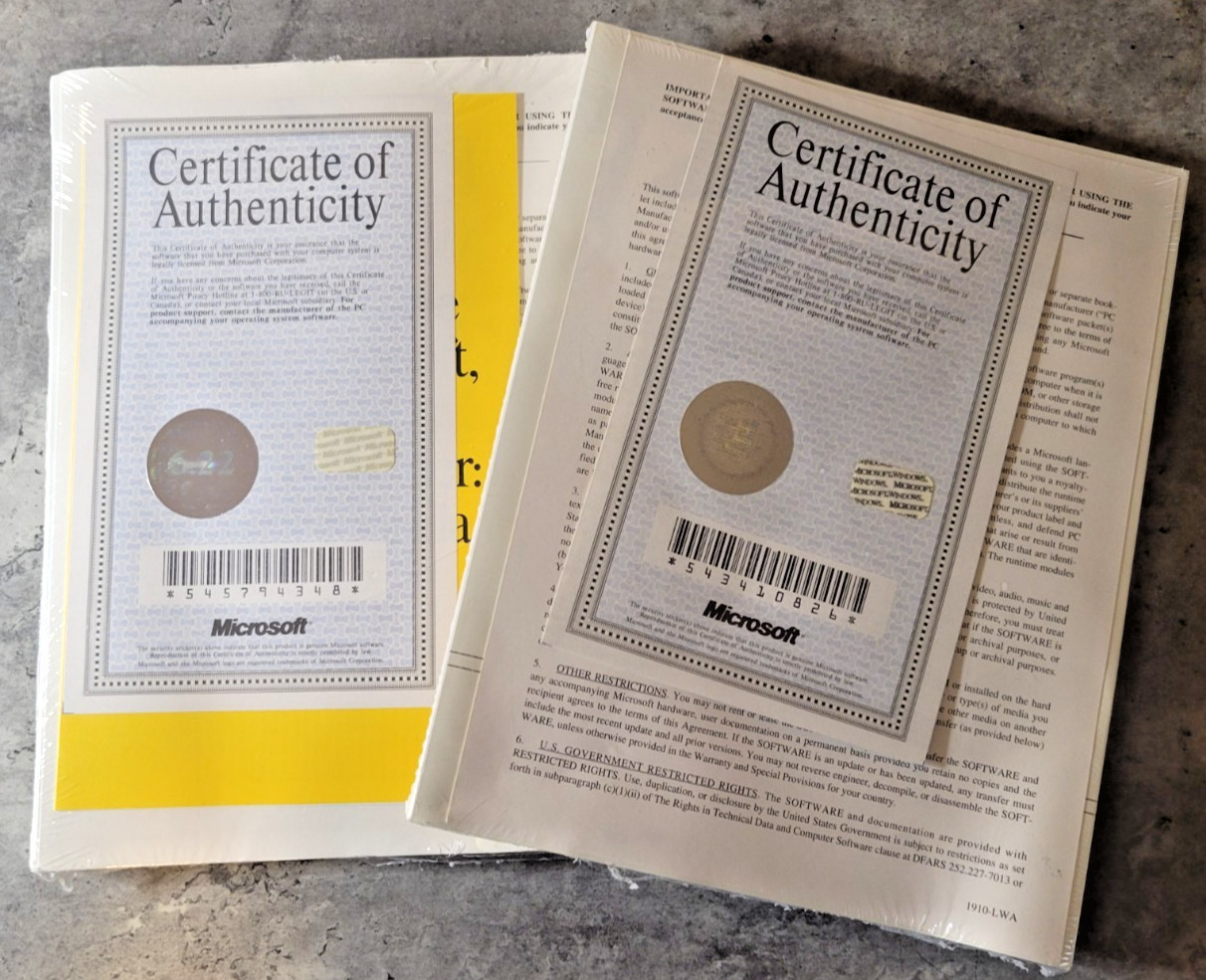Microsoft MS-DOS 6.22 & Windows OEM Sealed User Guides COA 3.5 Vintage Software!