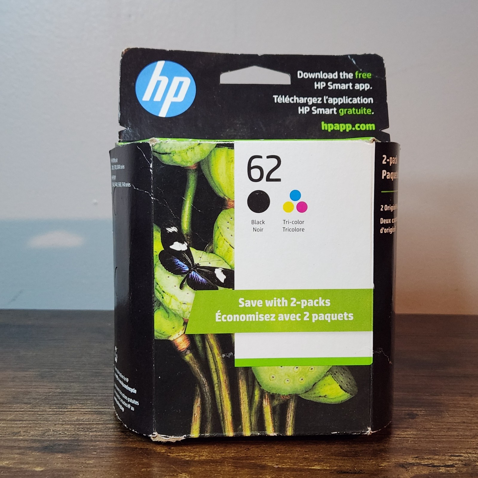 Genuine HP 62 Black & Tri‑Color Ink Cartridge 2‑Pack – Expired 02/2026
