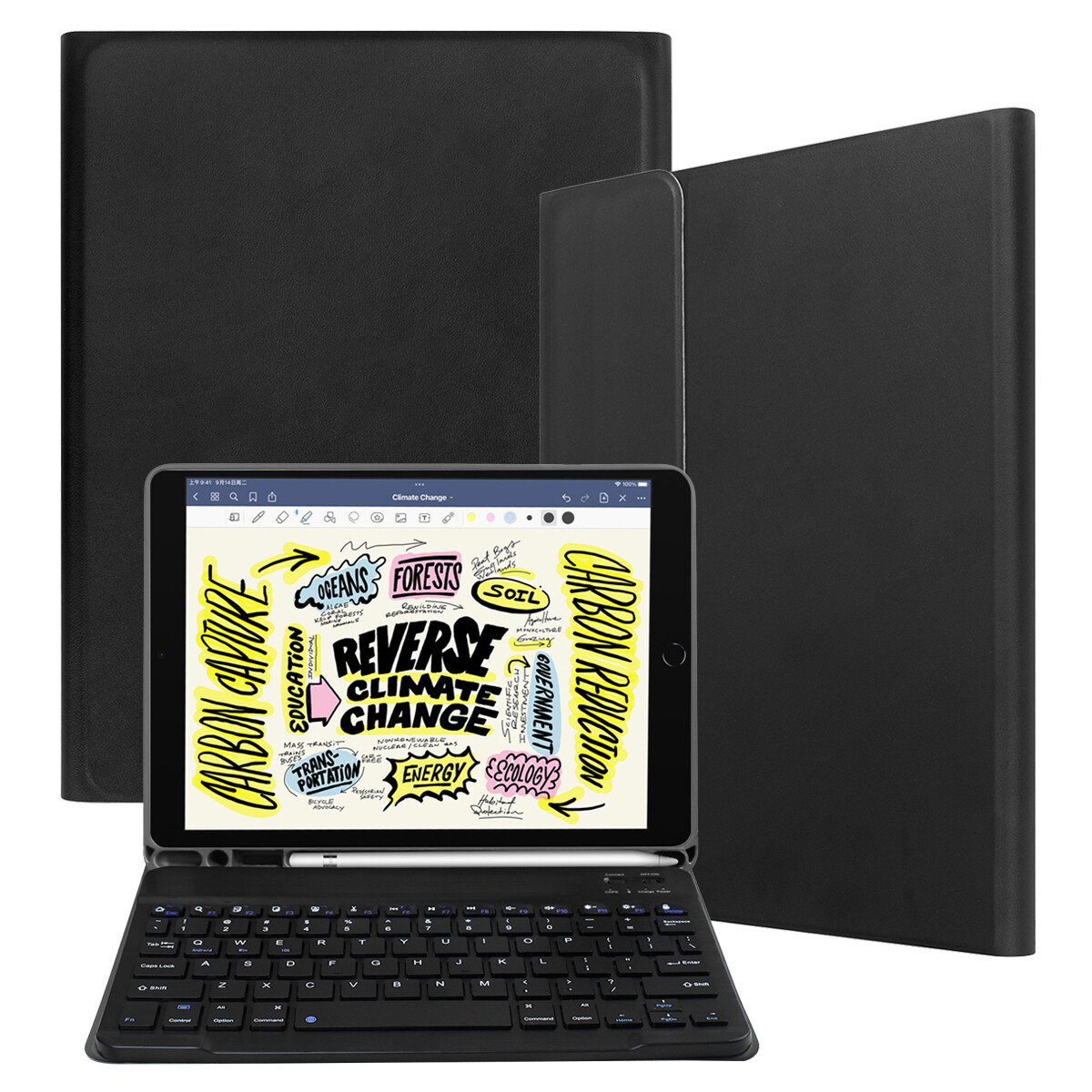 For iPad Air 3rd Gen/iPad Pro 10.5″ Folio Leather Case with Keyboard Smart Cover