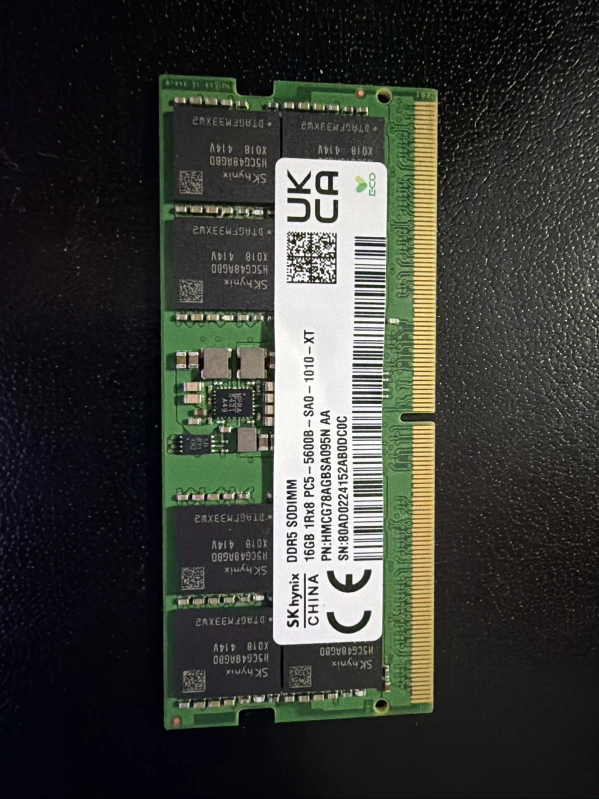 SK Hynix 16GB DDR5 5600MHz Laptop SODIMM RAM 1Rx8 PC5-5600B HMCG78AGBSA095N –