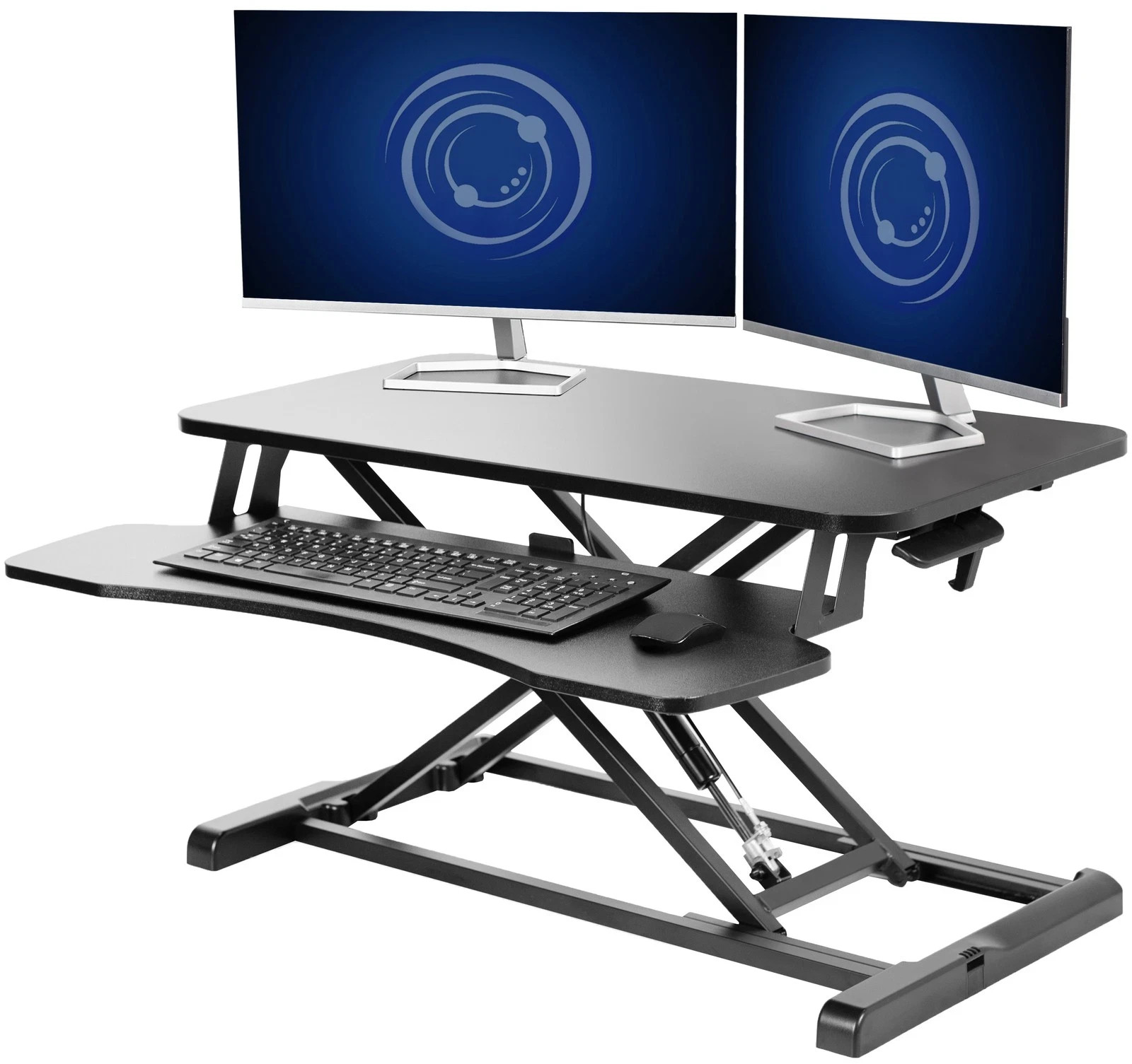 VIVO Black Height Adjustable Standing Desk Monitor Riser 32″ Sit Stand Tabletop