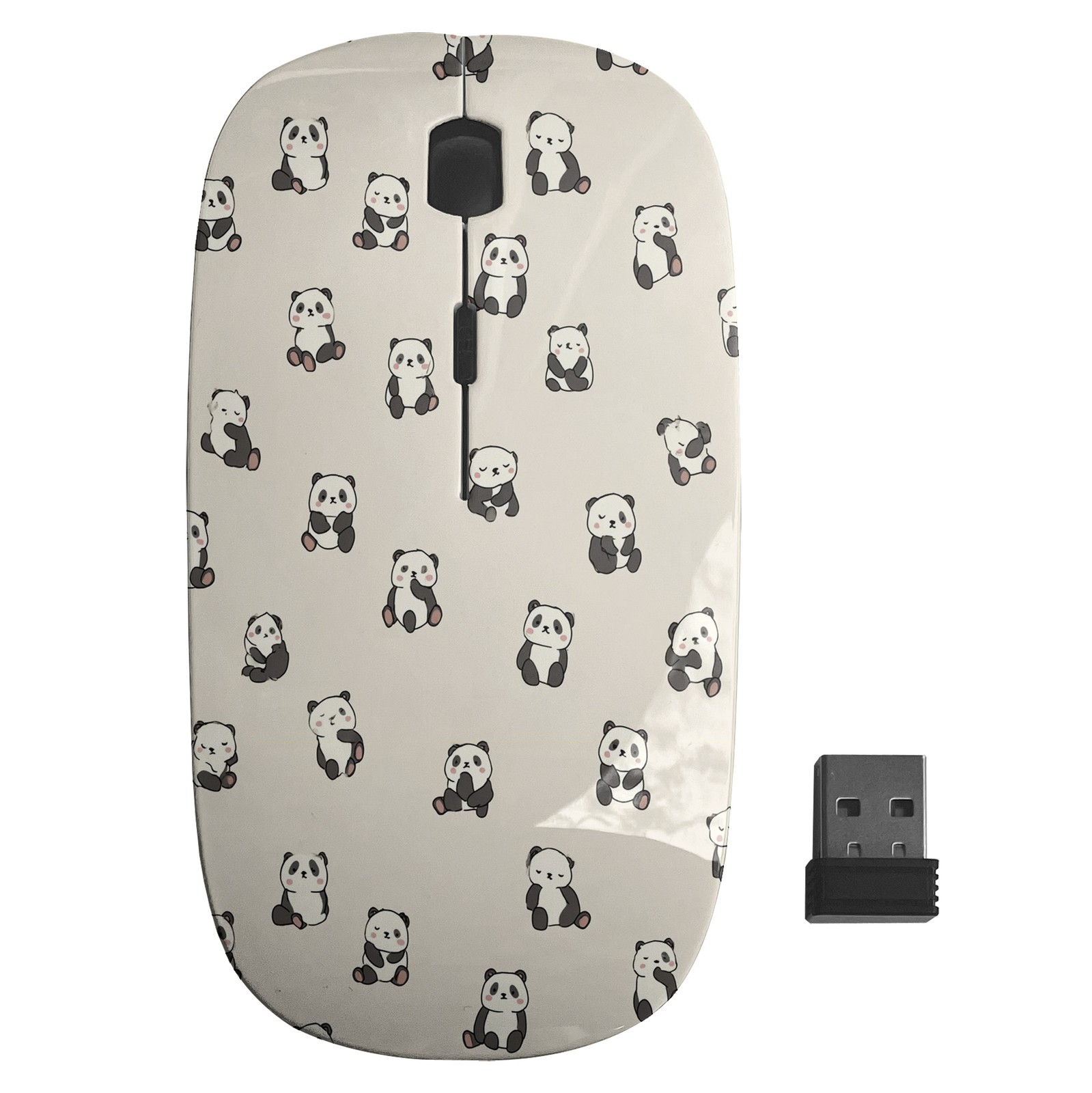 Panda Bears Beige Pattern, Optical Wireless Mouse, Desktop Laptop Mice