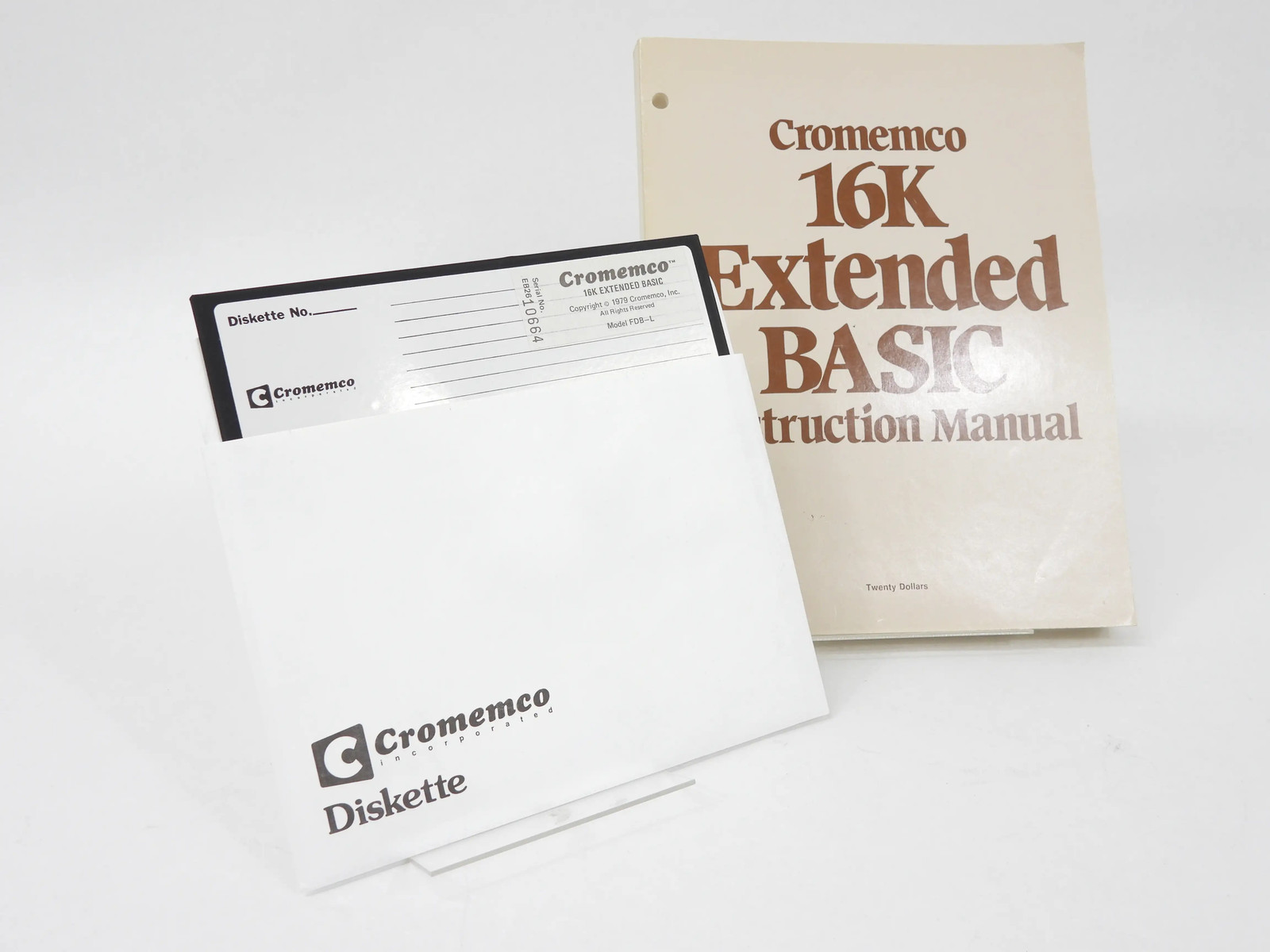 Cromemco 16K Extended Basic Vintage Computer 8″ Software + Manual (nice)