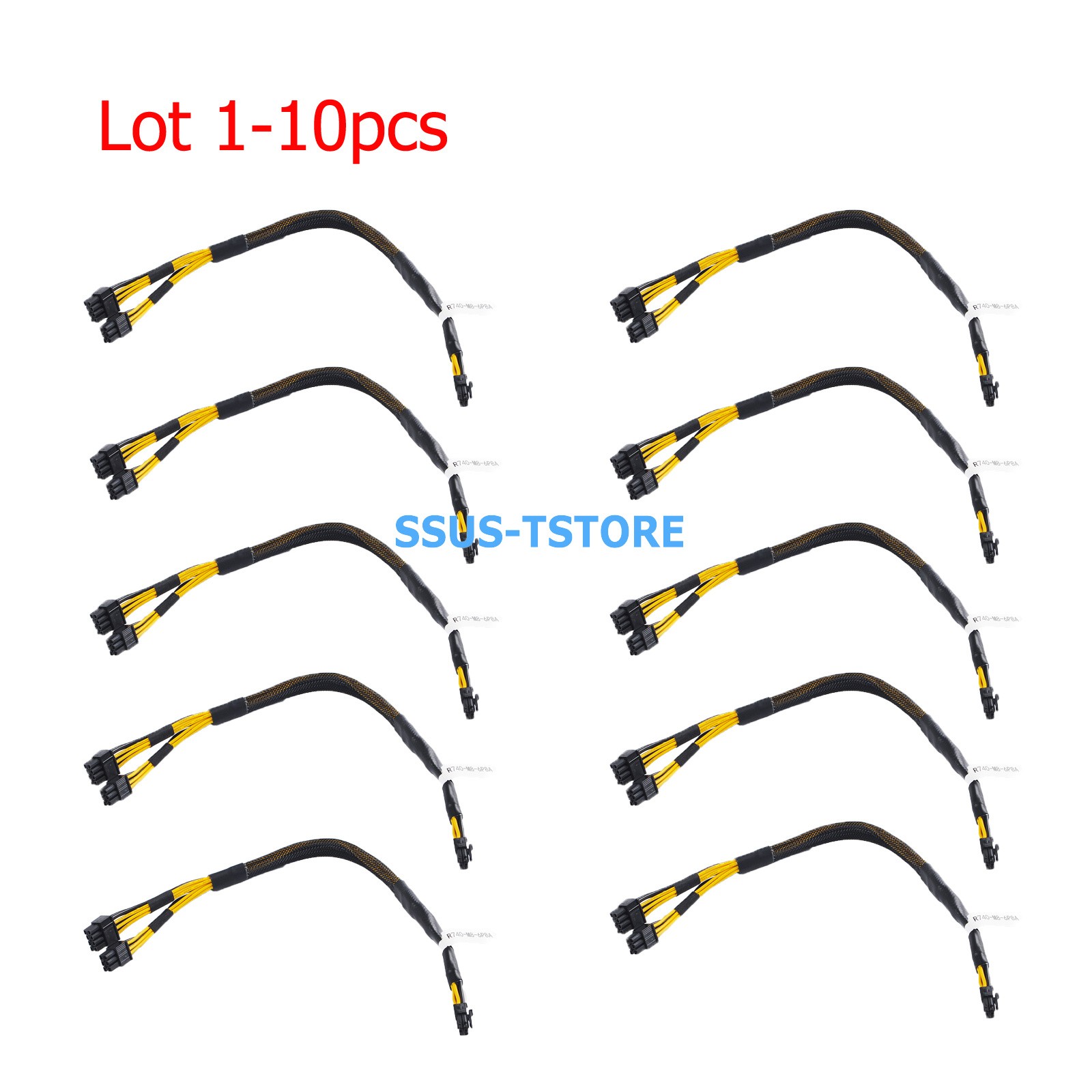 Lot 1-10pcs Mini 8pin to 6+8pin GPU Power Cable For Dell R740 TR5TP 35cm