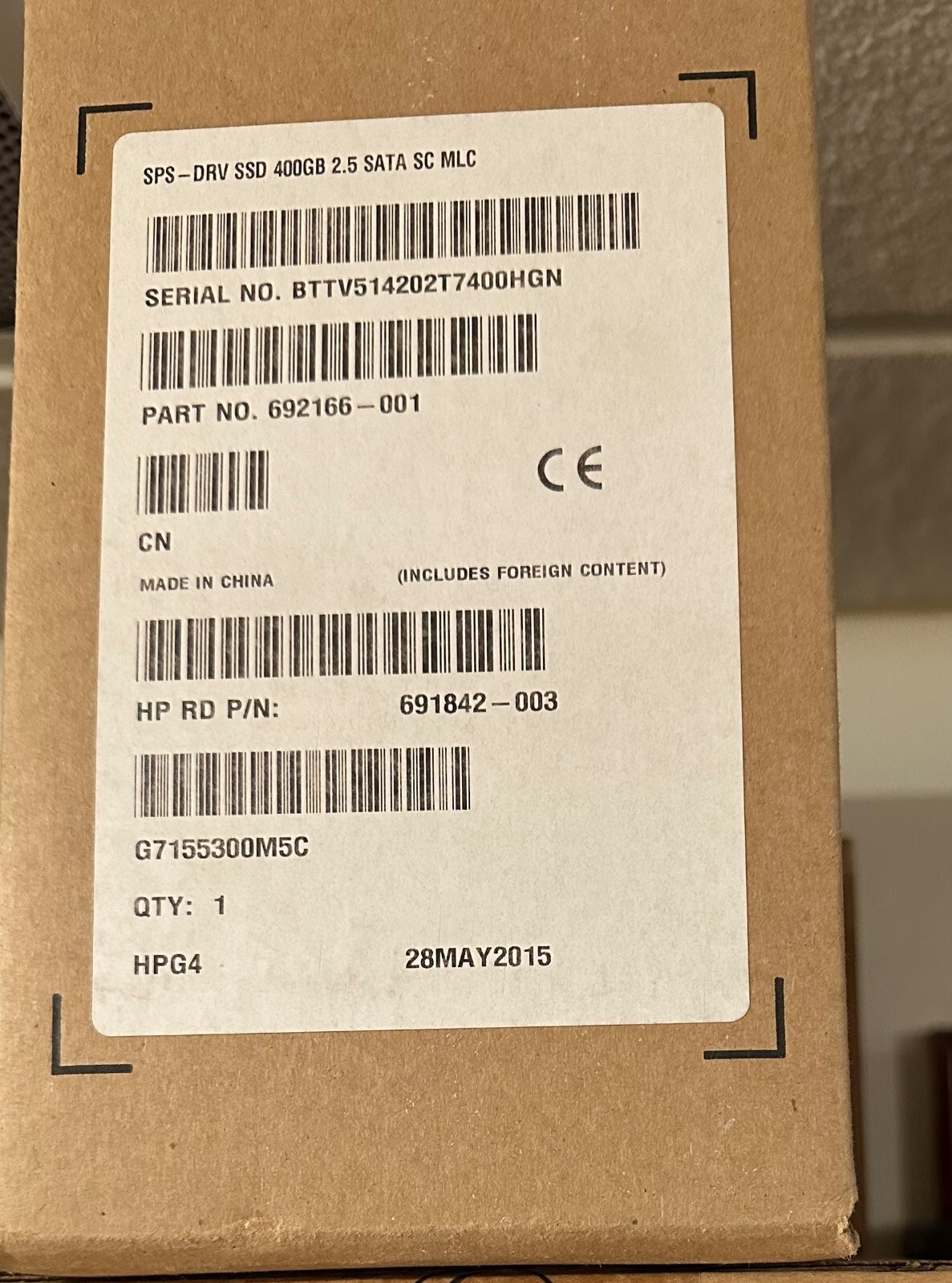 691866-B21 / 692166-001 HP G8 G9 400-GB 2.5 SATA 6G ME EM… – Brand New Sealed