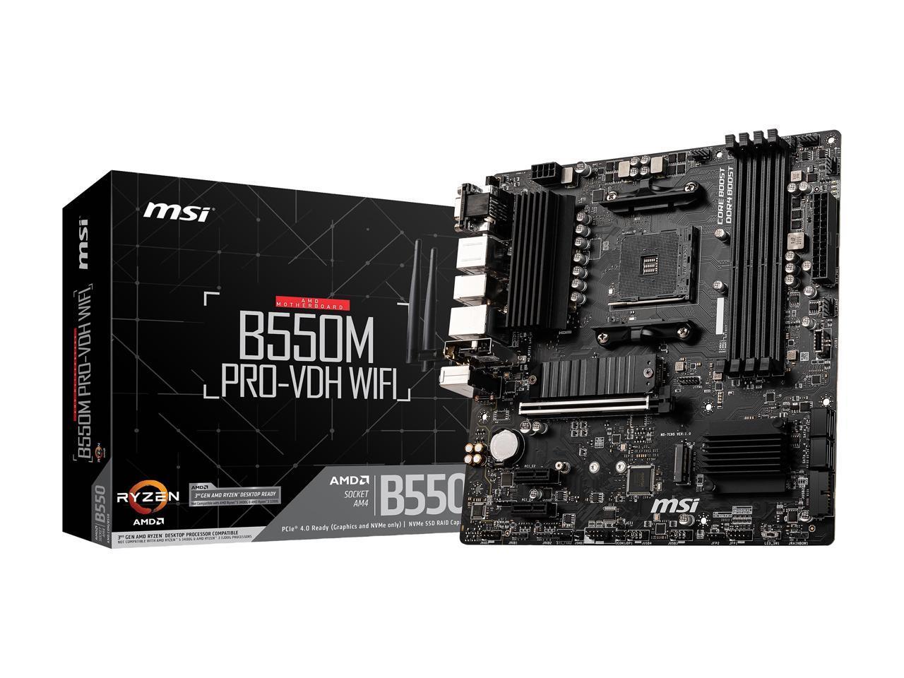 MSI PRO B550M PRO-VDH WIFI AM4 AMD B550 SATA 6Gb/s Micro ATX AMD Motherboard