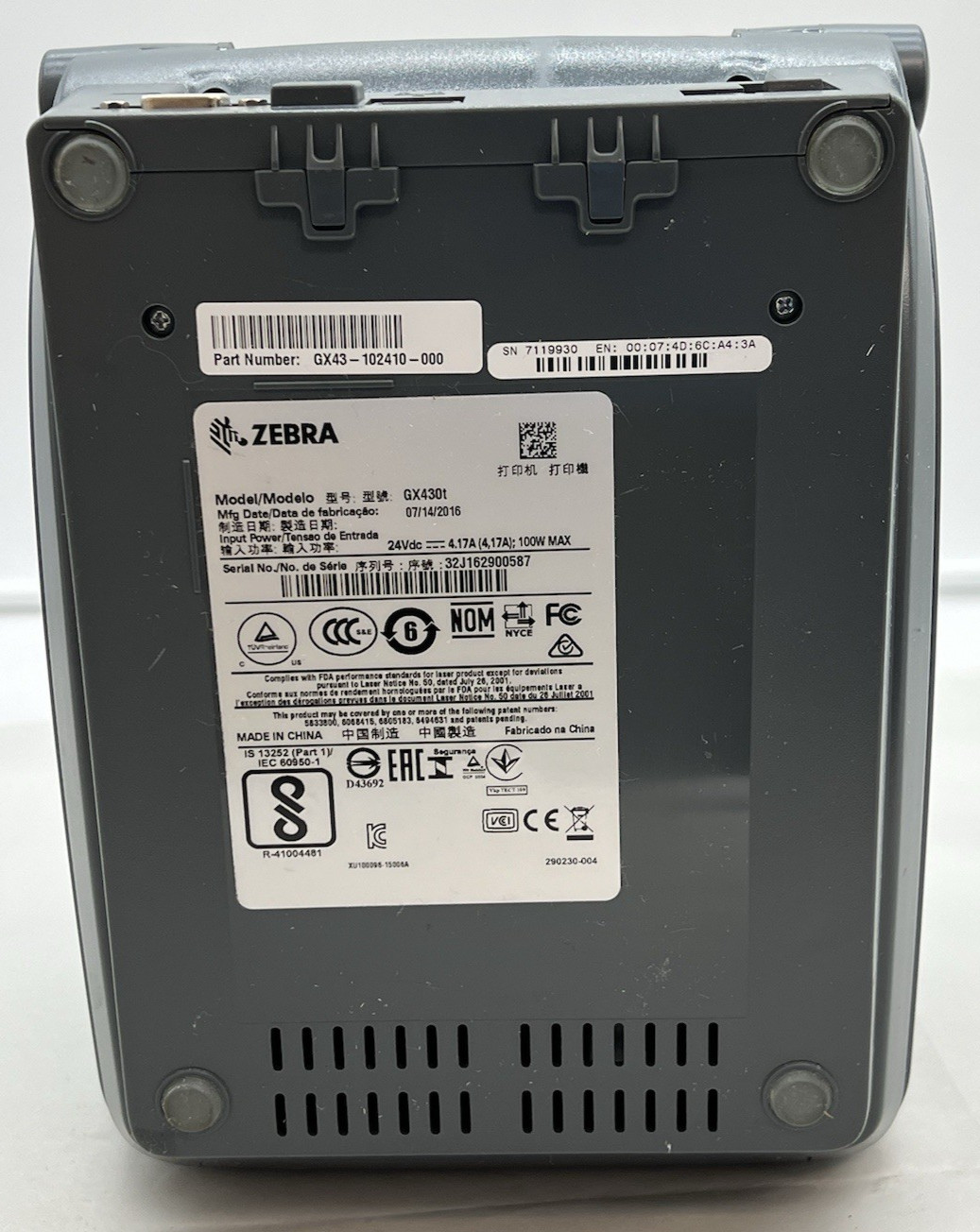 Zebra GX430t Direct Thermal Label printer GX43-102410-000