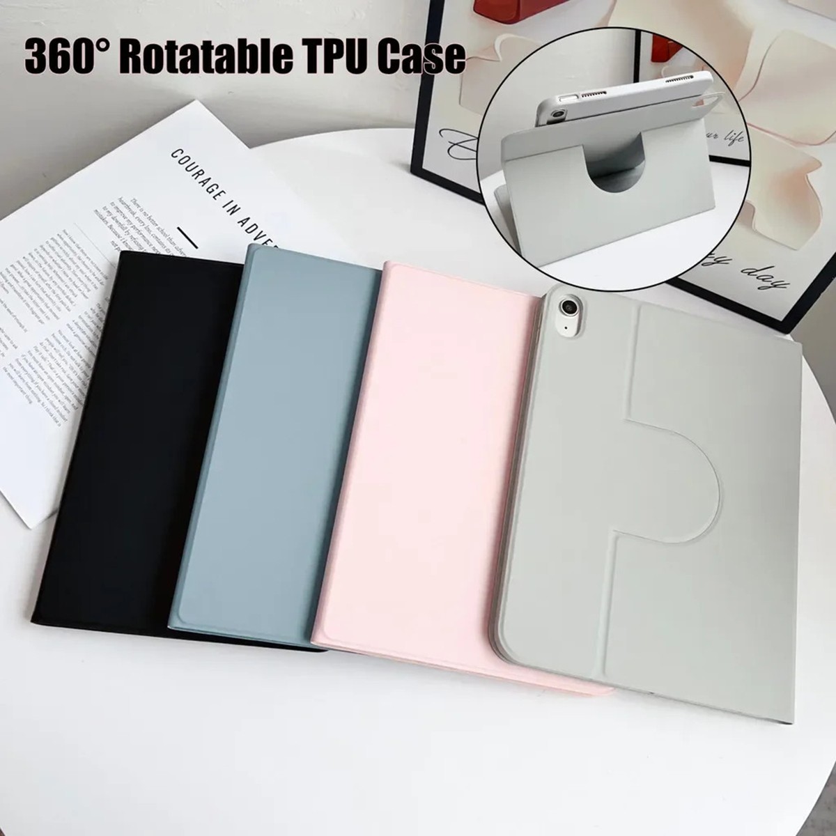 For Apple iPad Air 4 5 10.9″ / Air 11″ M2 M3 Leather Case Rotating Stand Cover