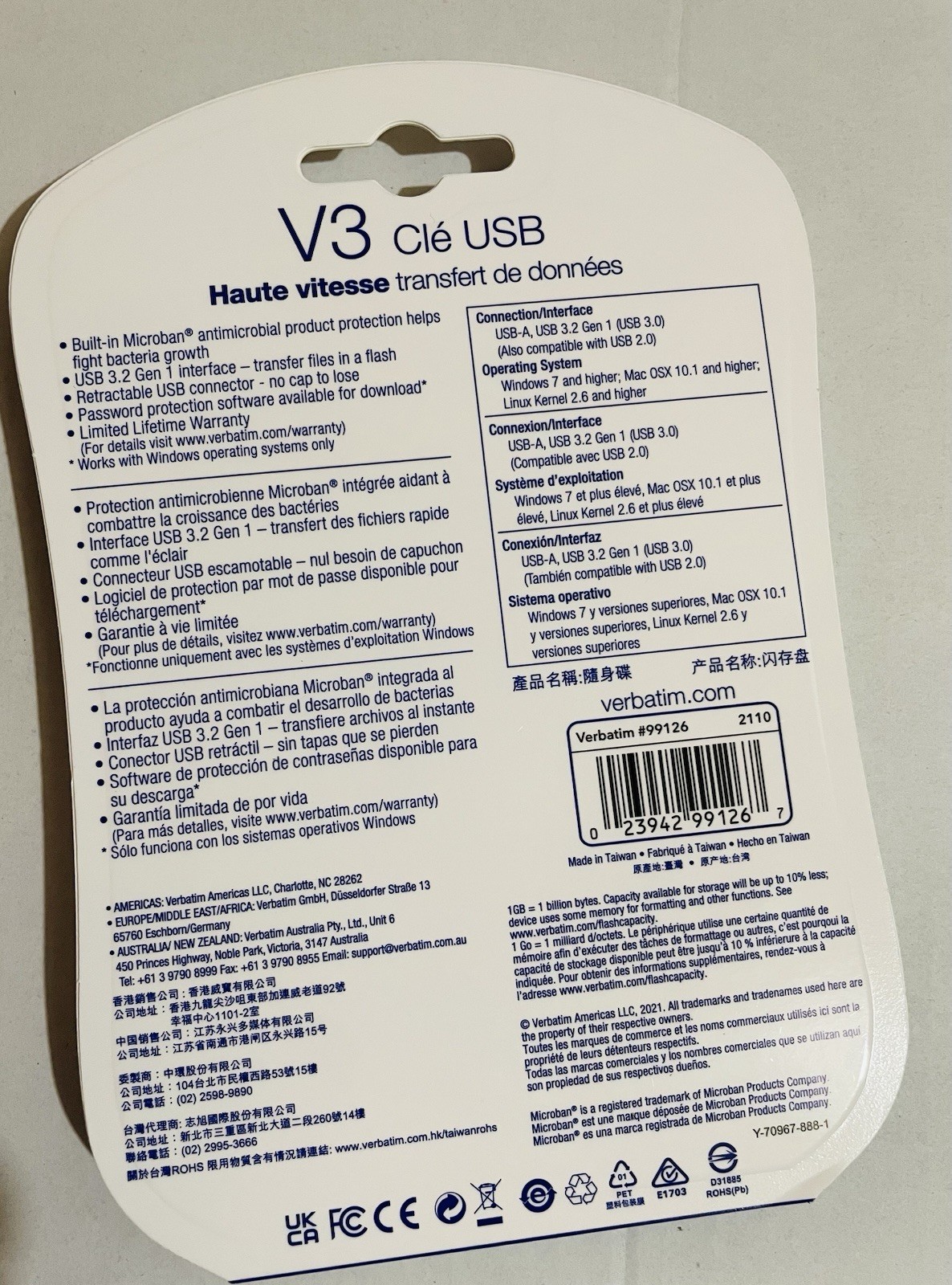 Verbatim 99126 USB 3.1 Gen 1 Flash Drive 16GB 3/Pk