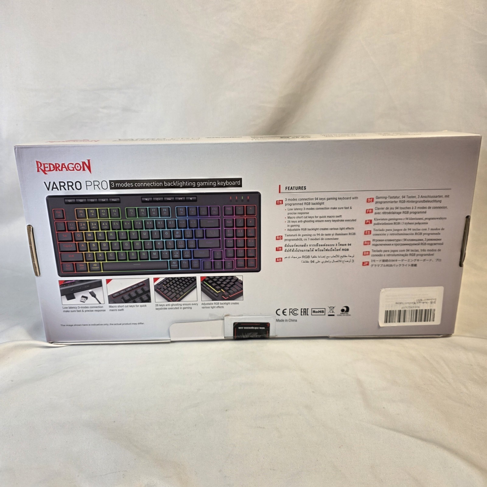 Red Dragon Varro Pro Black RGB Backlight Gaming Keyboard Excellent Condition