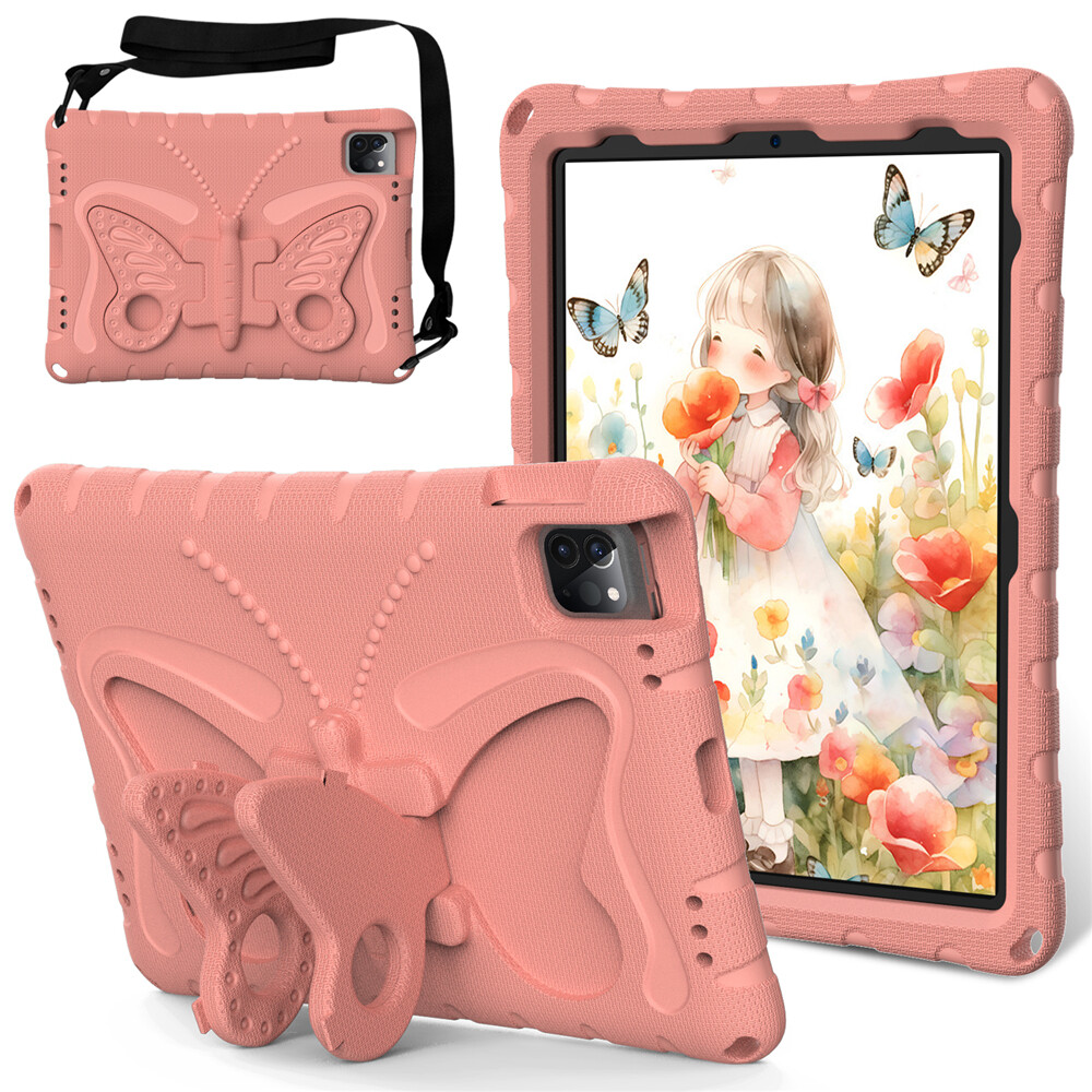For iPad Air Pro 11 12.9 13-inch 2026 Kids Shockproof EVA Case Stand Cover Strap