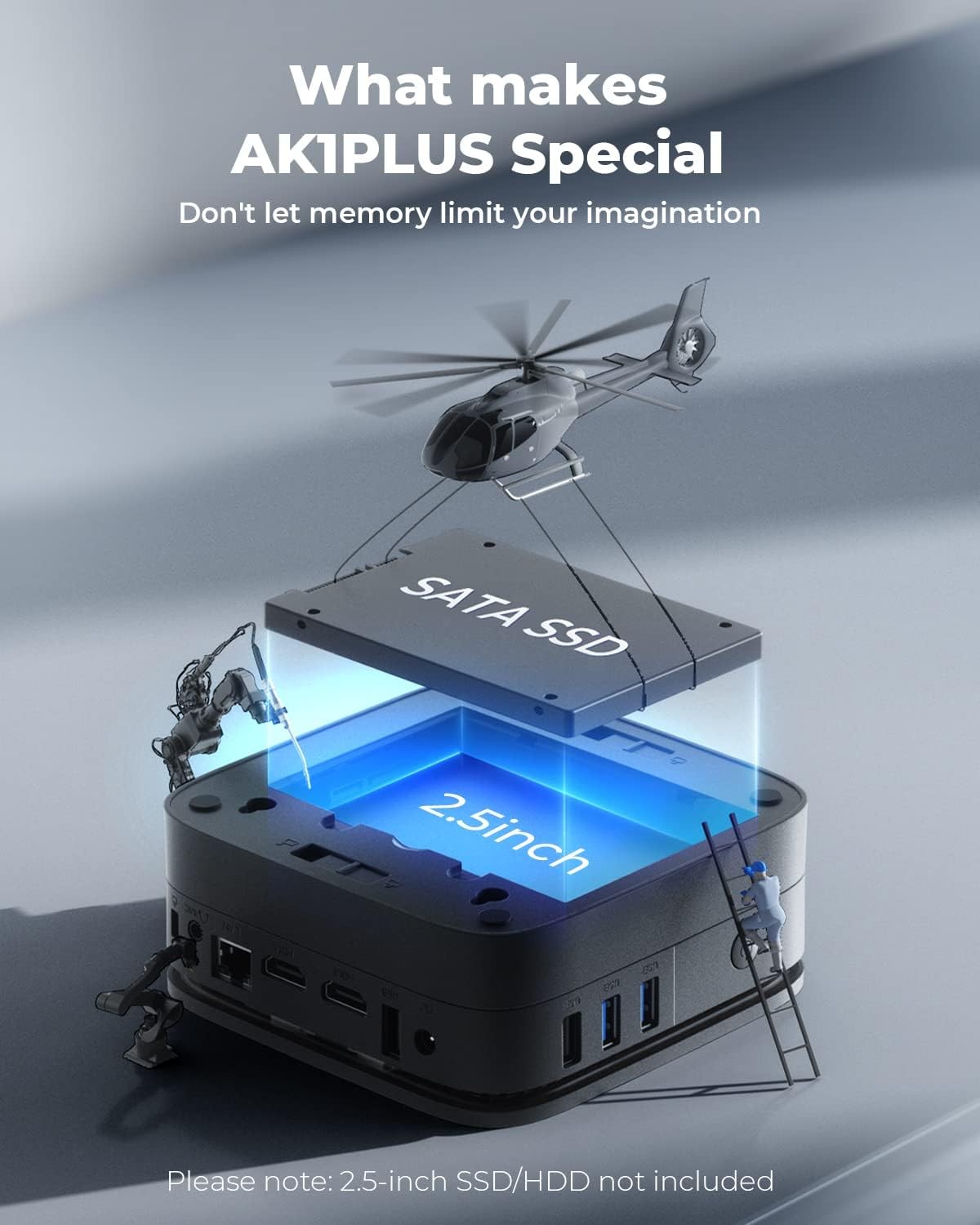 KAMRUI 4K Mini PC AK1Plus, Intel N5030 12GB LPDDR4 256GB M.2 SSD Win11 PRO WIFI5