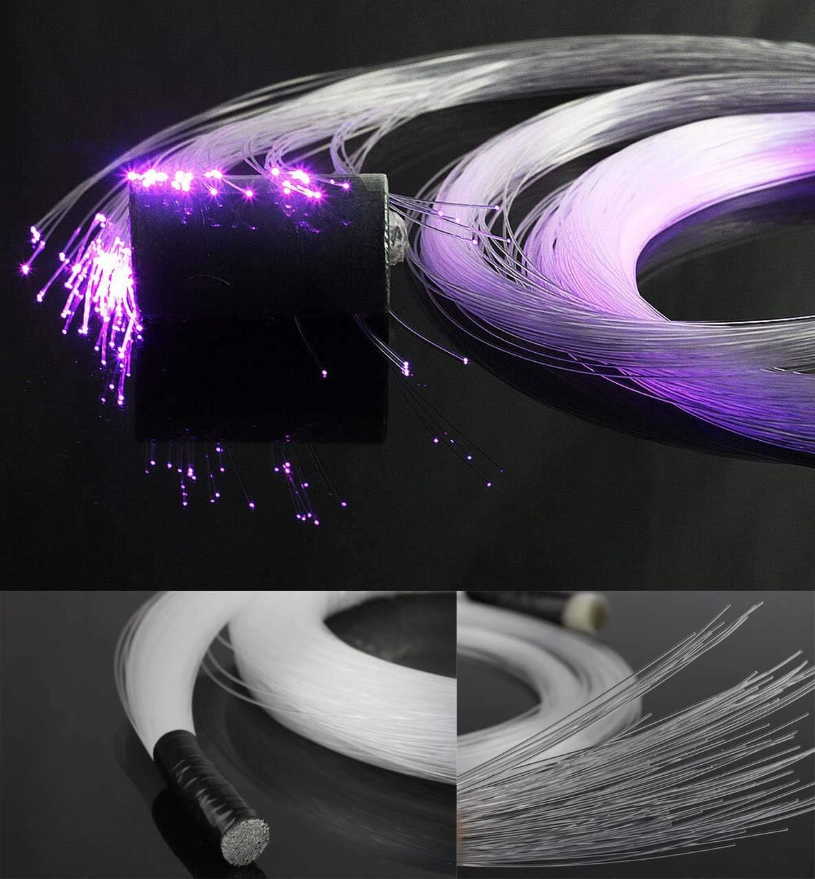 PMMA Plastic 550Pcs*0.03In*13.1Ft Fiber Optic Cable Strands 0.75Mm 4 Meter End G