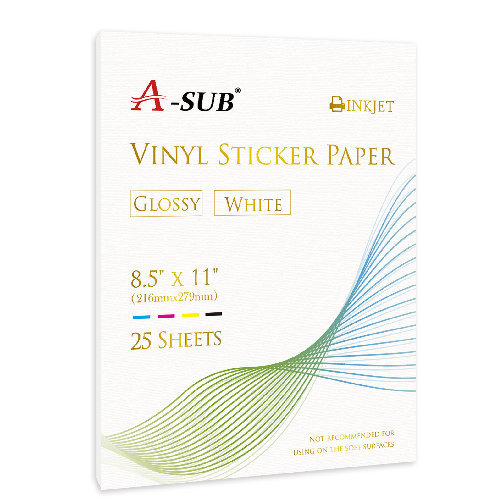 25 Sh Waterproof Printable Vinyl Sticker Paper for Inkjet Printers GLOSSY White