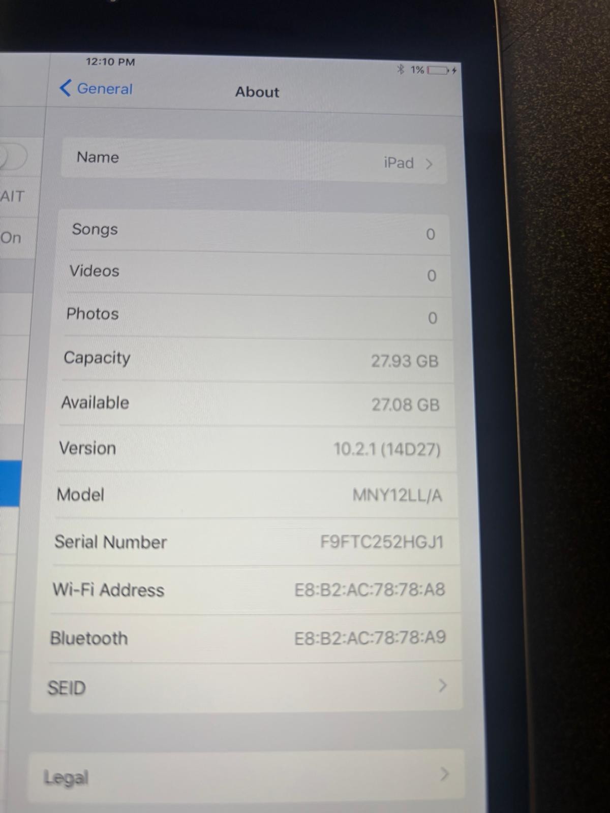 Apple iPad Mini 4 32 GB Tablet Space Grey WiFi Only A1538 MNY12LL/A iOS 10.2.1