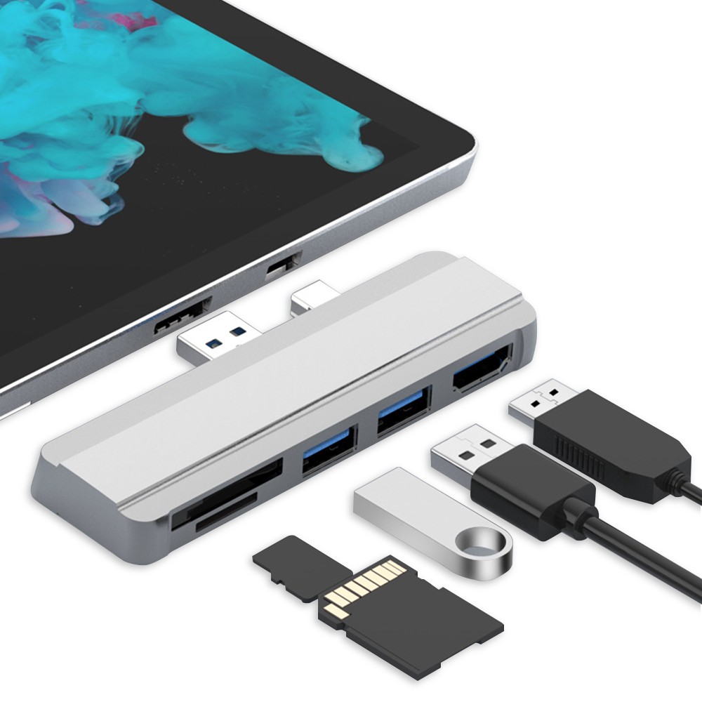 5V USB 3.0 Micro SD SDHC Hub DP To HDMI Converter Adapter For Surface Pro 4/5/6;