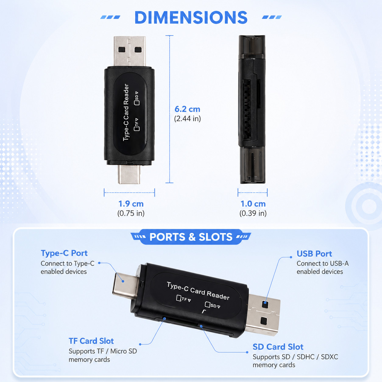 USB 3.0 SD Micro SD TF Card Reader Adapter Memory Card Reader for PC Laptop US