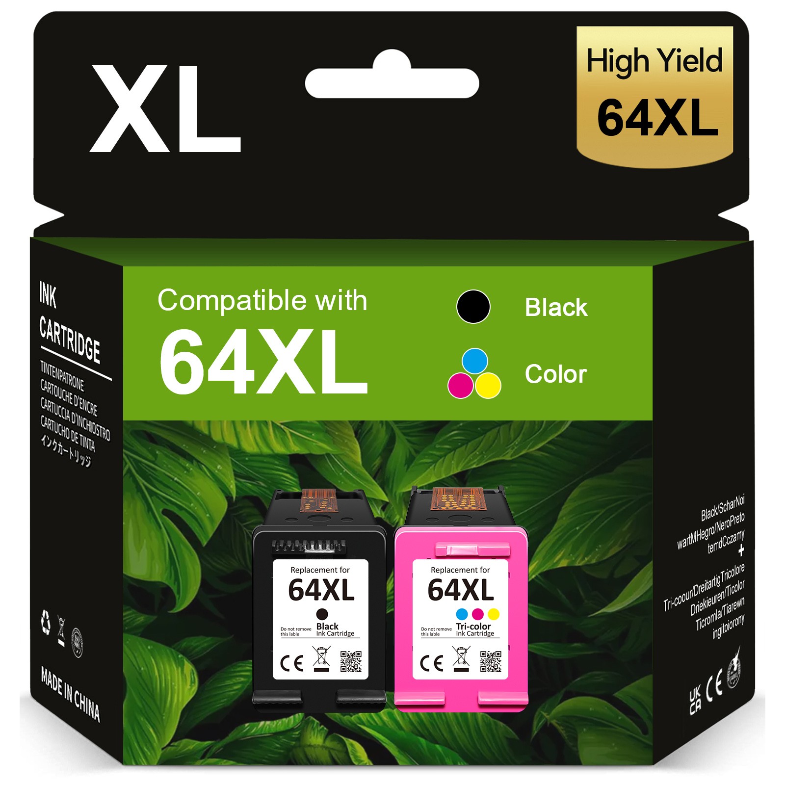 64XL XXL Black Color Ink Cartridges 64 XL for HP Envy 6220 7155 7158 7855 7858