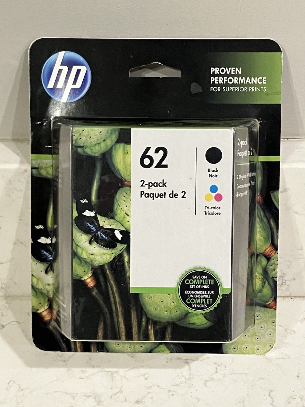 Genuine HP 62 Black and 62 Tri-Color Ink N9H64FN Combo Sealed Box OEM Exp 10/22