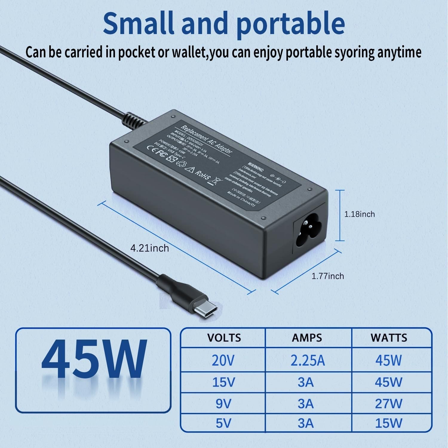 45 Watt USB C Chromebook Charger