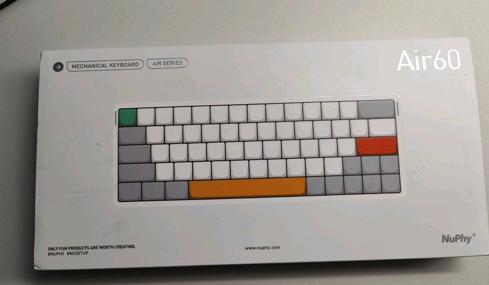 NuPhy Air60 V2 Wireless Mechanical Keyboard 60% Low Profile Blue Switch, White