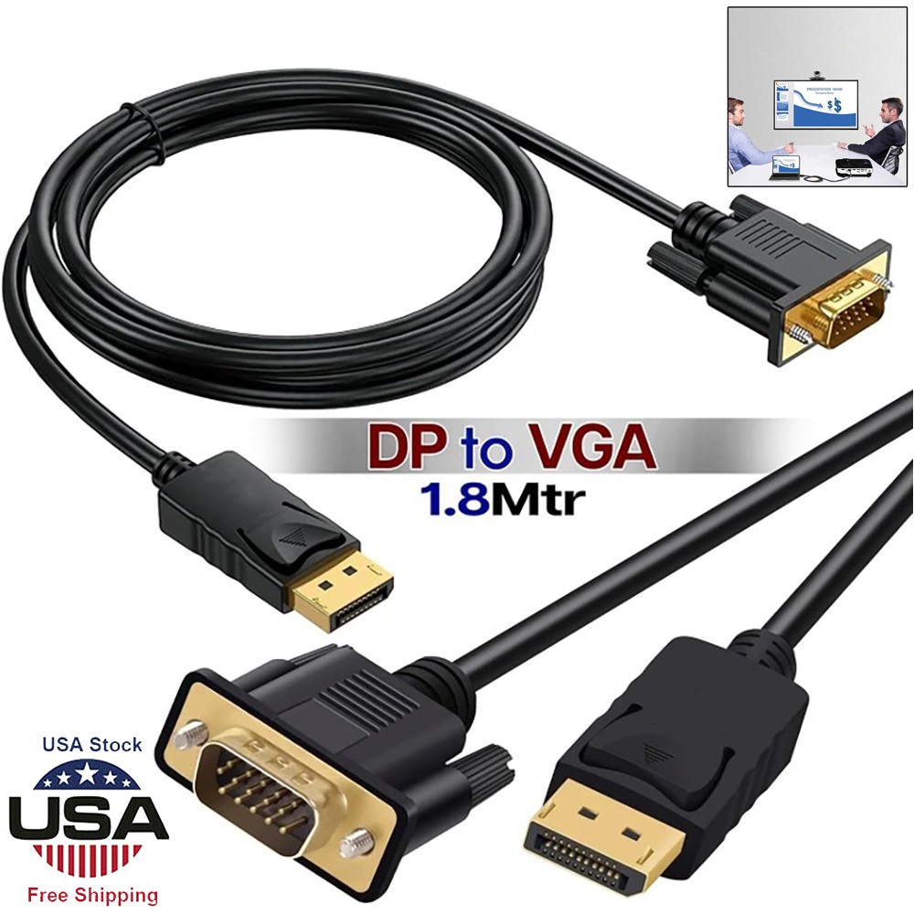 1/2 Pack DisplayPort to VGA Cable, Display Port DP to VGA Adapter Cord M to M HD