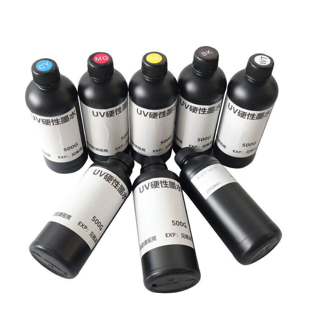 ACHI 8*500ML UV Ink CYMKW+Varnish+LC+LM UV Ink For 6090 XP600 TX800 UV Printer