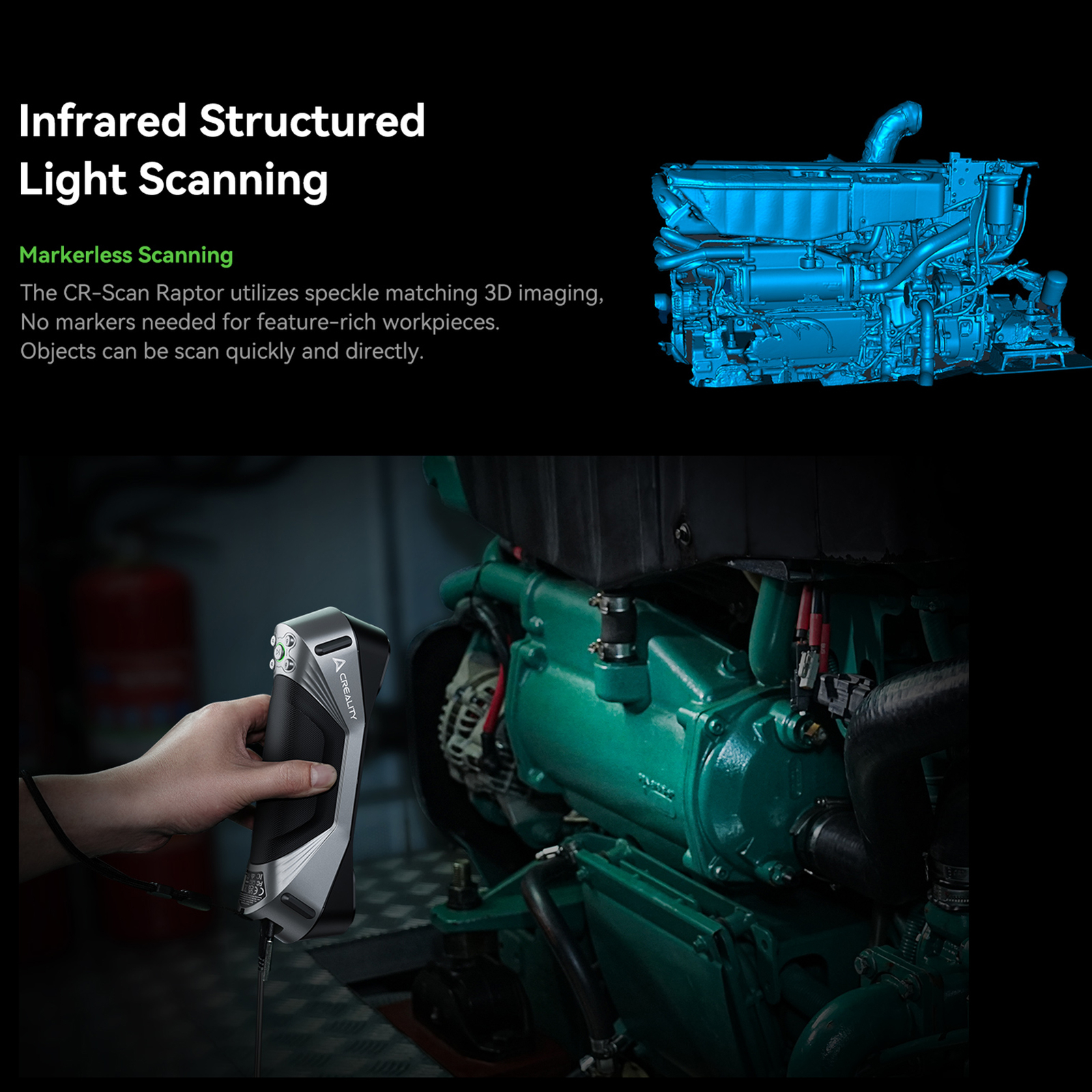 Creality CR-Scan Raptor 3D Scanner Handheld 60FPS 24Bit Full-Color Scanning P2Y6