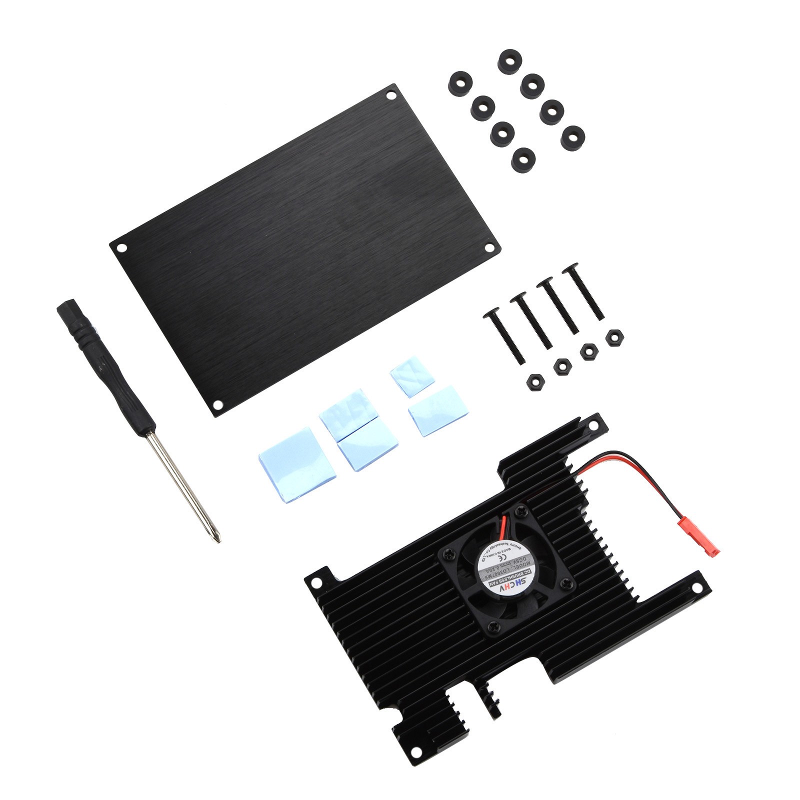 Cover+Base+ Passive Cooling Fan+ Silicone Heatsinks Protection For Orange Pi 5
