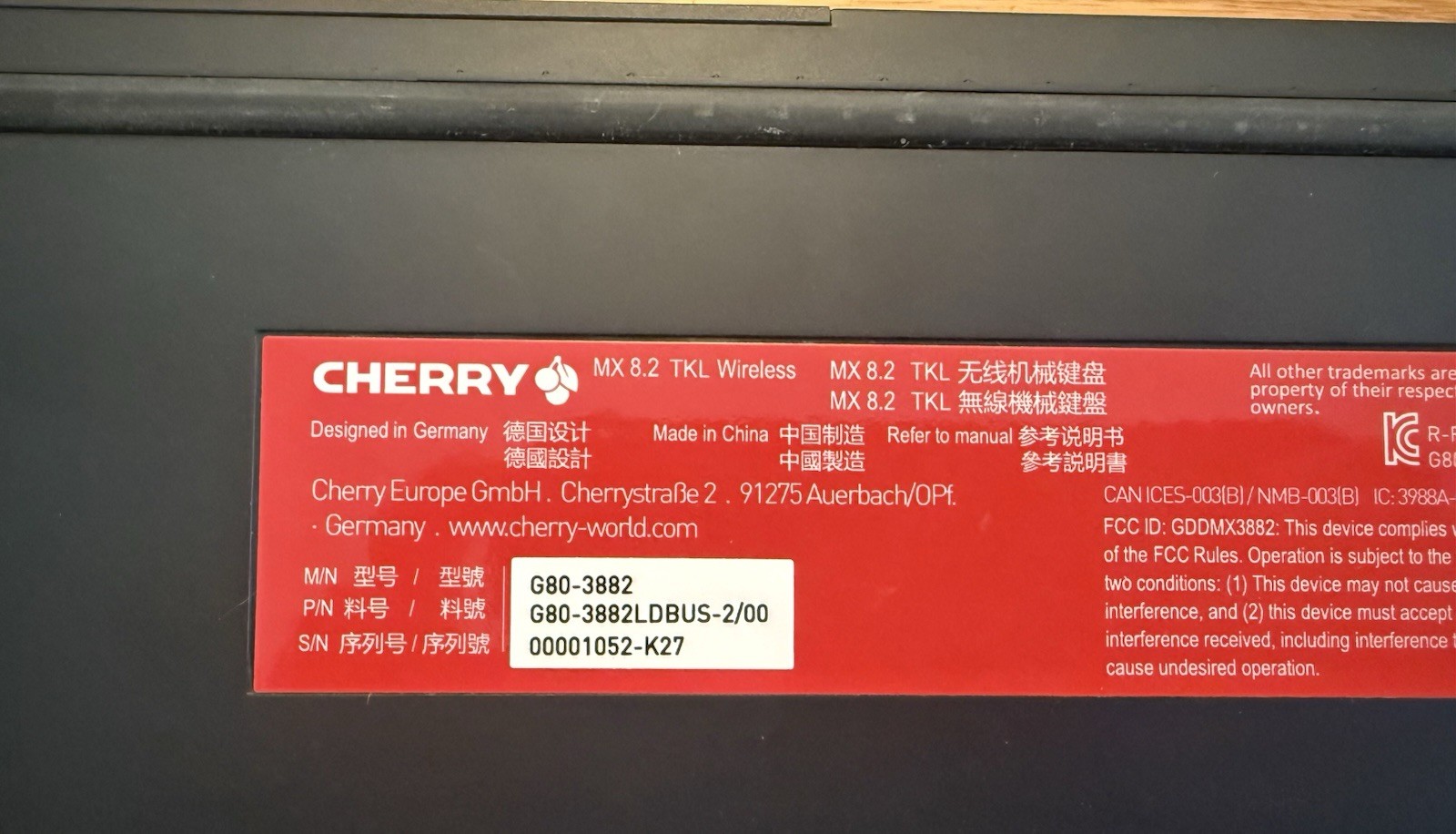 Cherry MX 8.2 TKL Wireless Gaming Keyboard. Mechanical 87keys (READ DESCRIPTION)