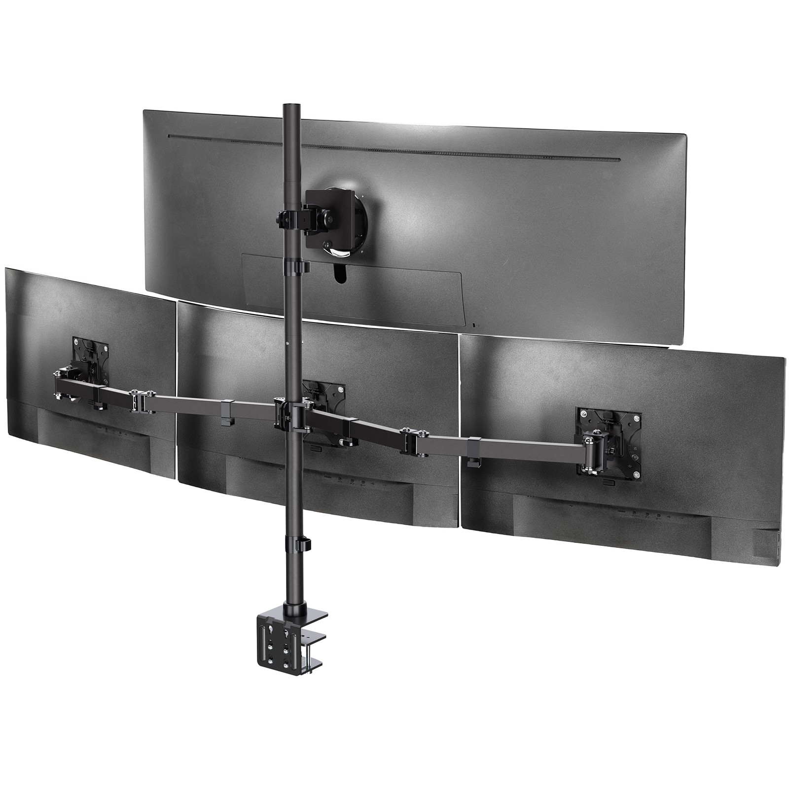 VIVO Quad Computer Monitor Desk Mount, 1 Ultrawide to 49″, 3 Standard to 27″