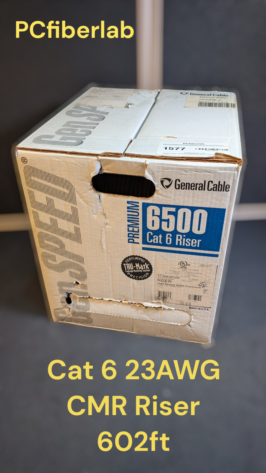 General Cable GenSPEED 6500 Premium Riser Cat 6 23 AWG CMR Yellow 602ft