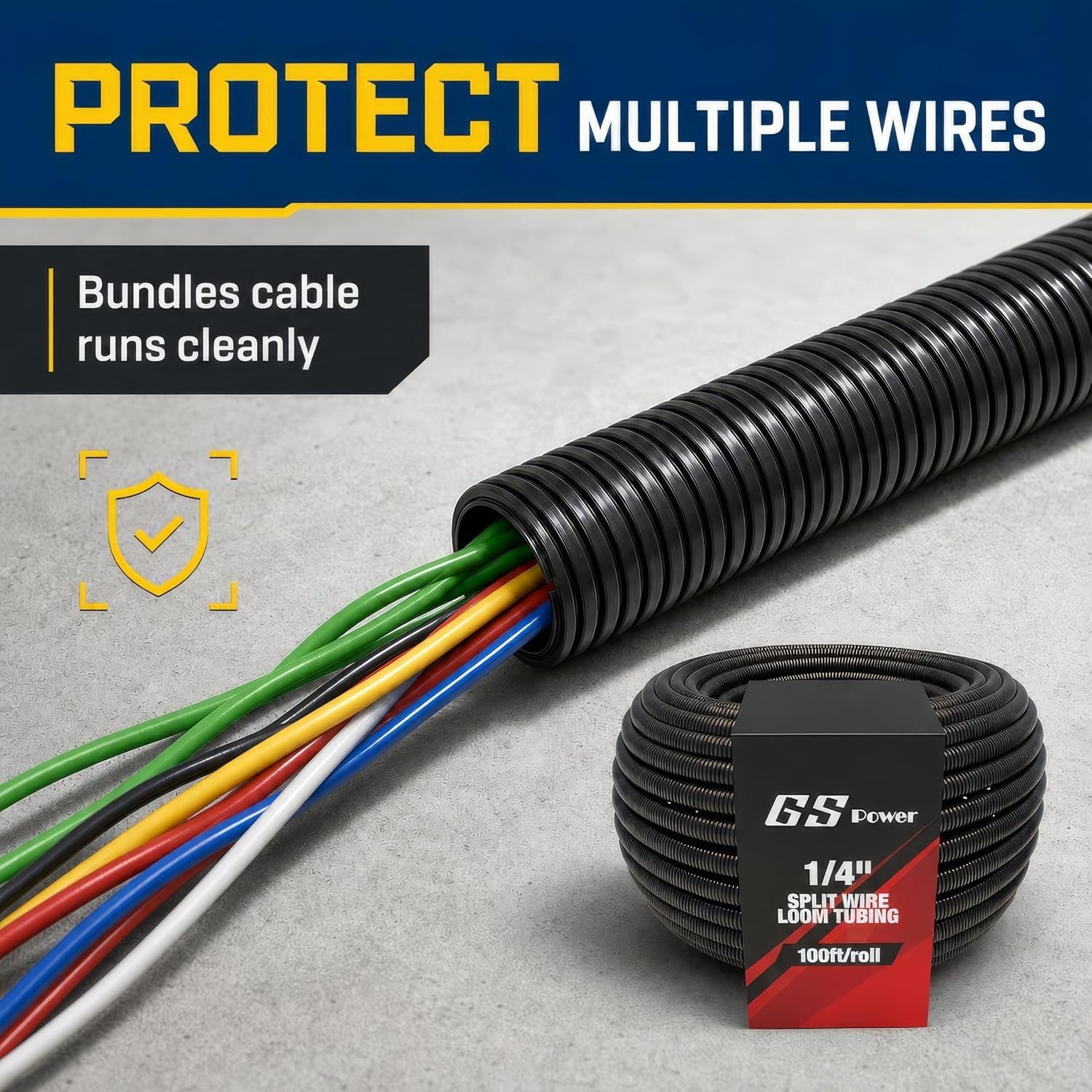 Power Wire Loom – 1/4 Inch X 100 Ft Split Cable Sleeves for Industrial Electr