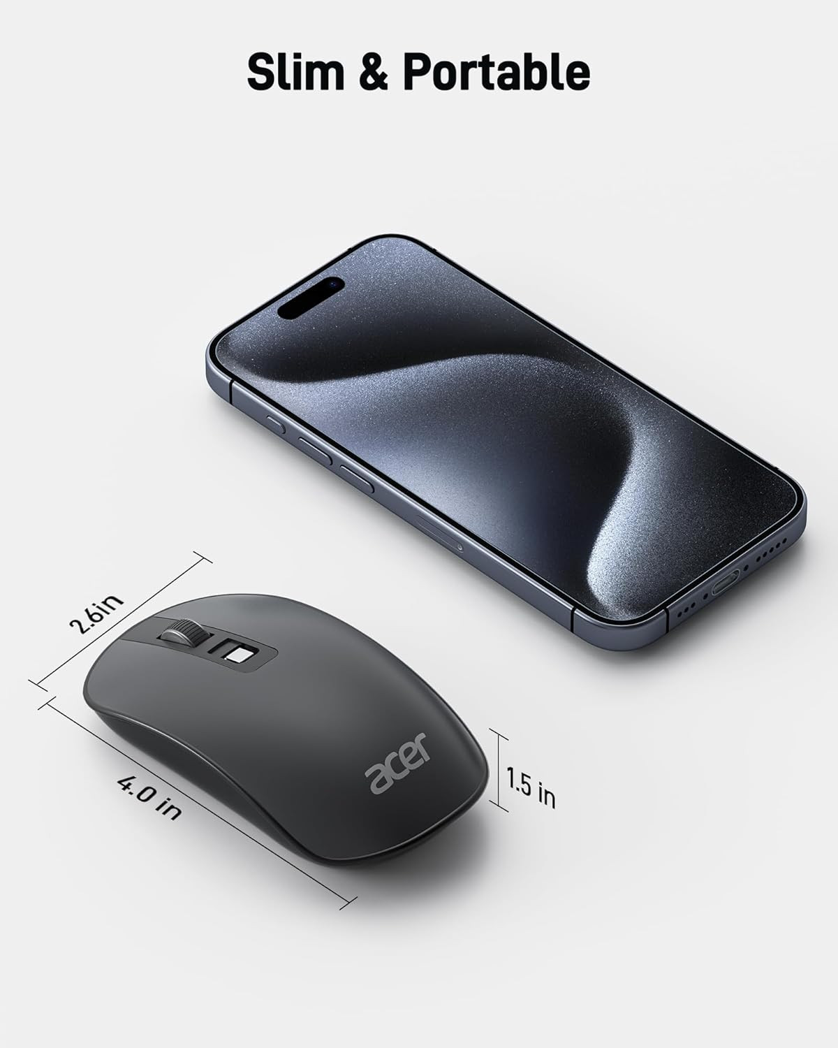 Acer Computer Mouse Wireless, 2.4G Slim USB Wireless Mice with USB Receiver, Sma