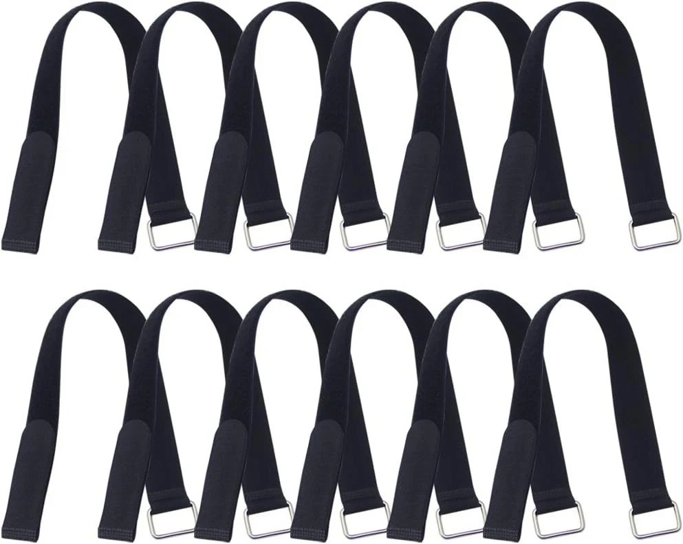 12 Pcs 18×1 Inch Adjustable Hook and Loop Fastening Nylon Strap with Buckle