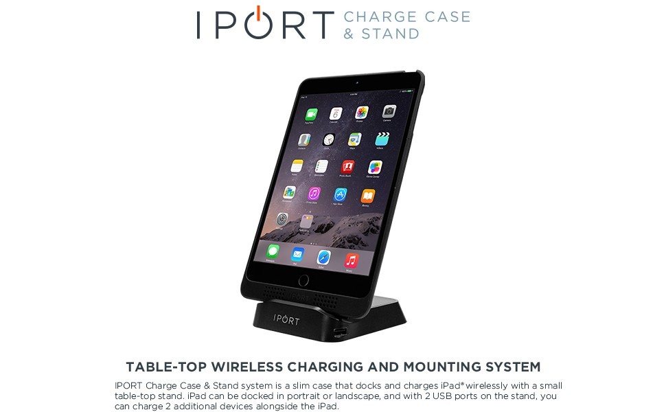 iPORT Charging Stand with Sleeve for Apple iPad Mini 1, 2, 3, 4 – Black