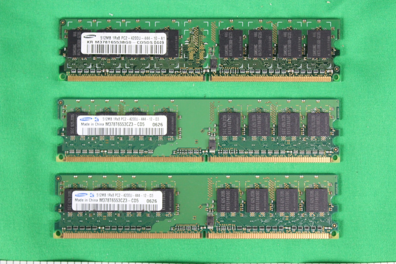 USED SAMSUNG 3 X 512MB PC2-4200U DDR2, 1.5GB TOTAL 1RX8, M378T6553CZ3-CD5