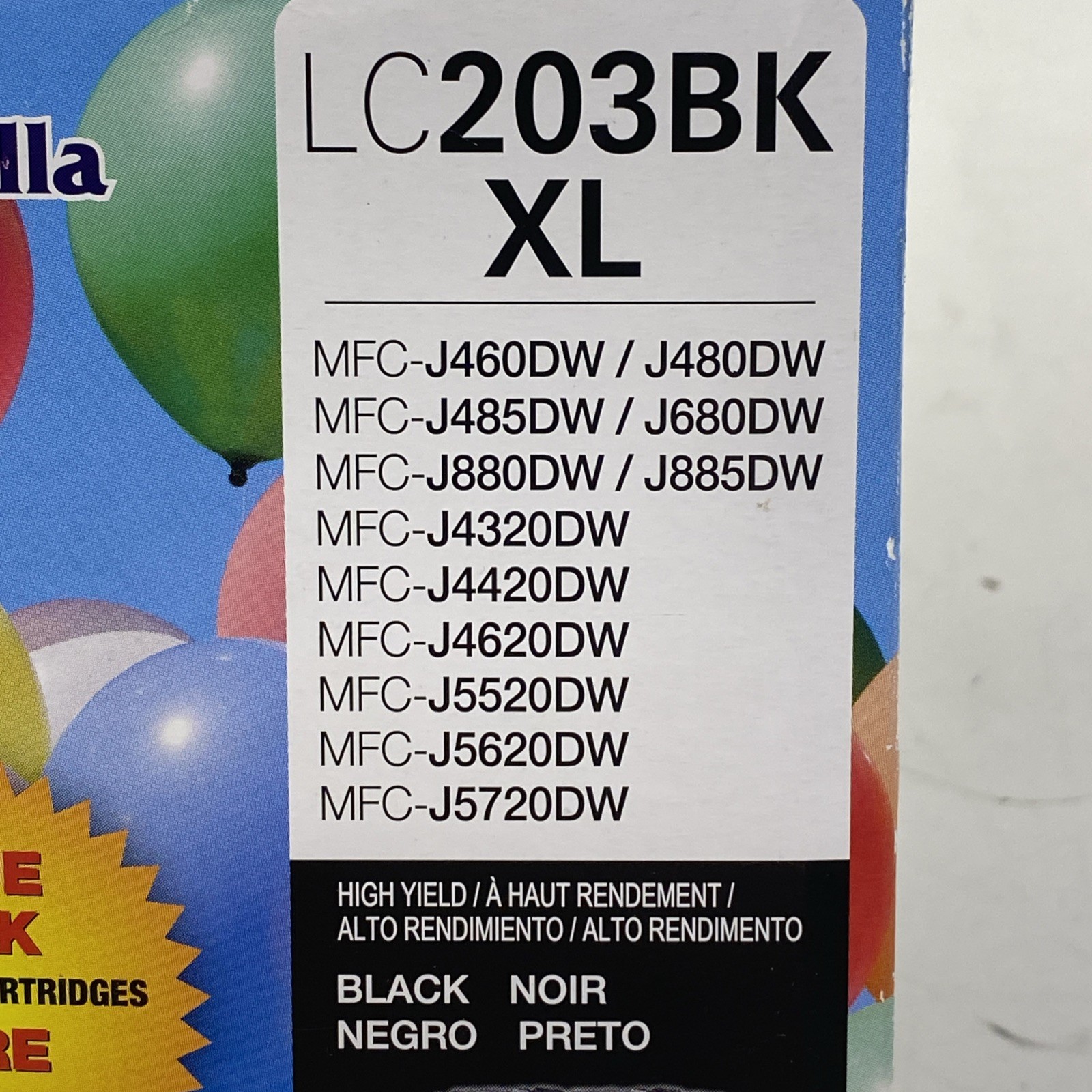 Genuine BROTHER LC203BK XL Black High Yield Ink Cartridge Replacement * 5/2028 *