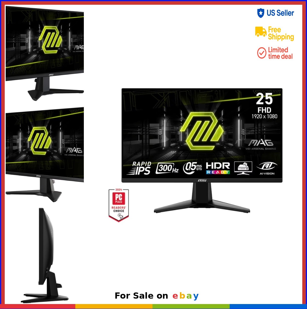 Gaming Monitor 24.5 Inch 300Hz 0.5ms Rapid IPS FHD FreeSync Premium HDMI